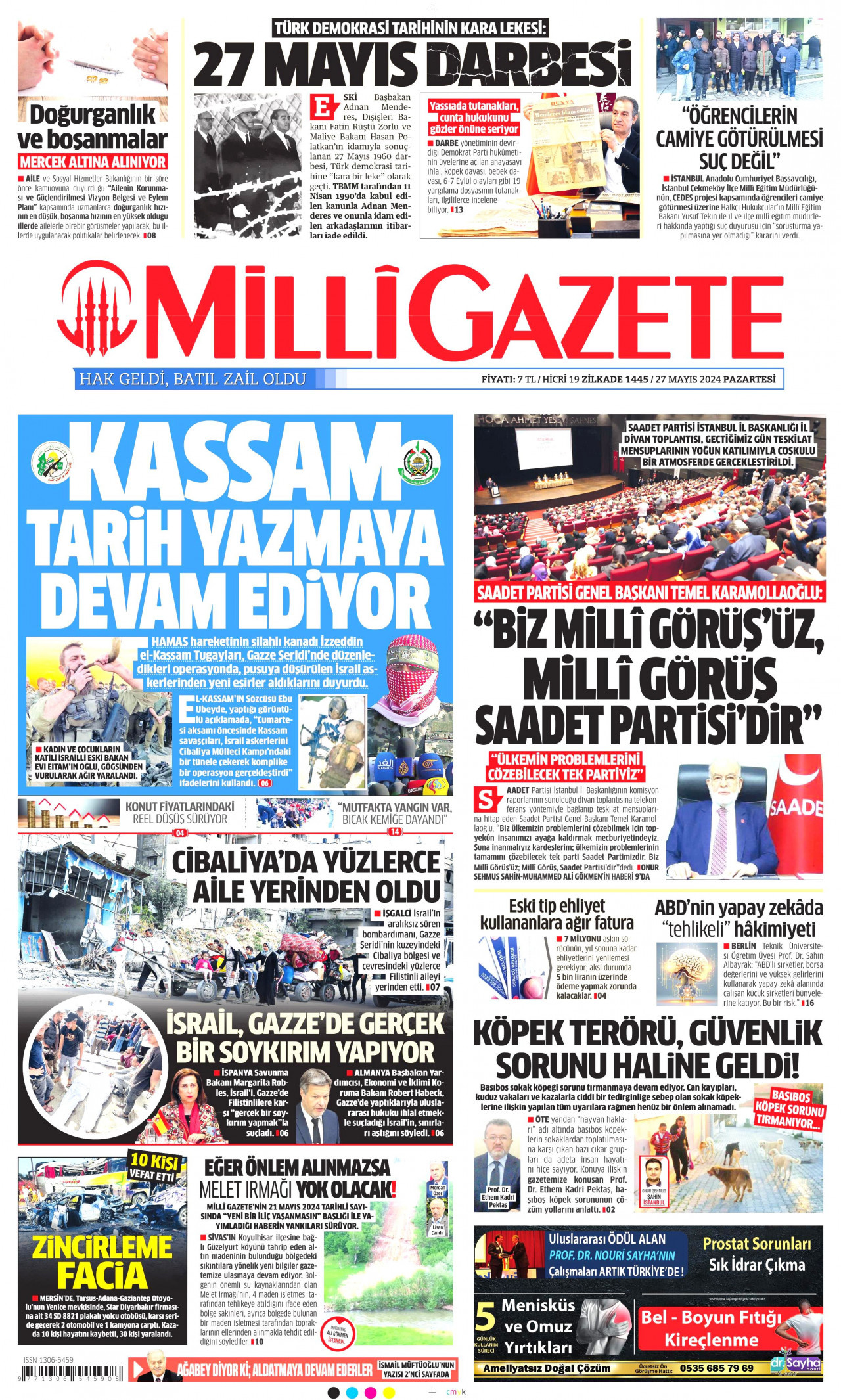 MİLLİ GAZETE 27 Mayıs 2024 Gazete Manşeti Büyük