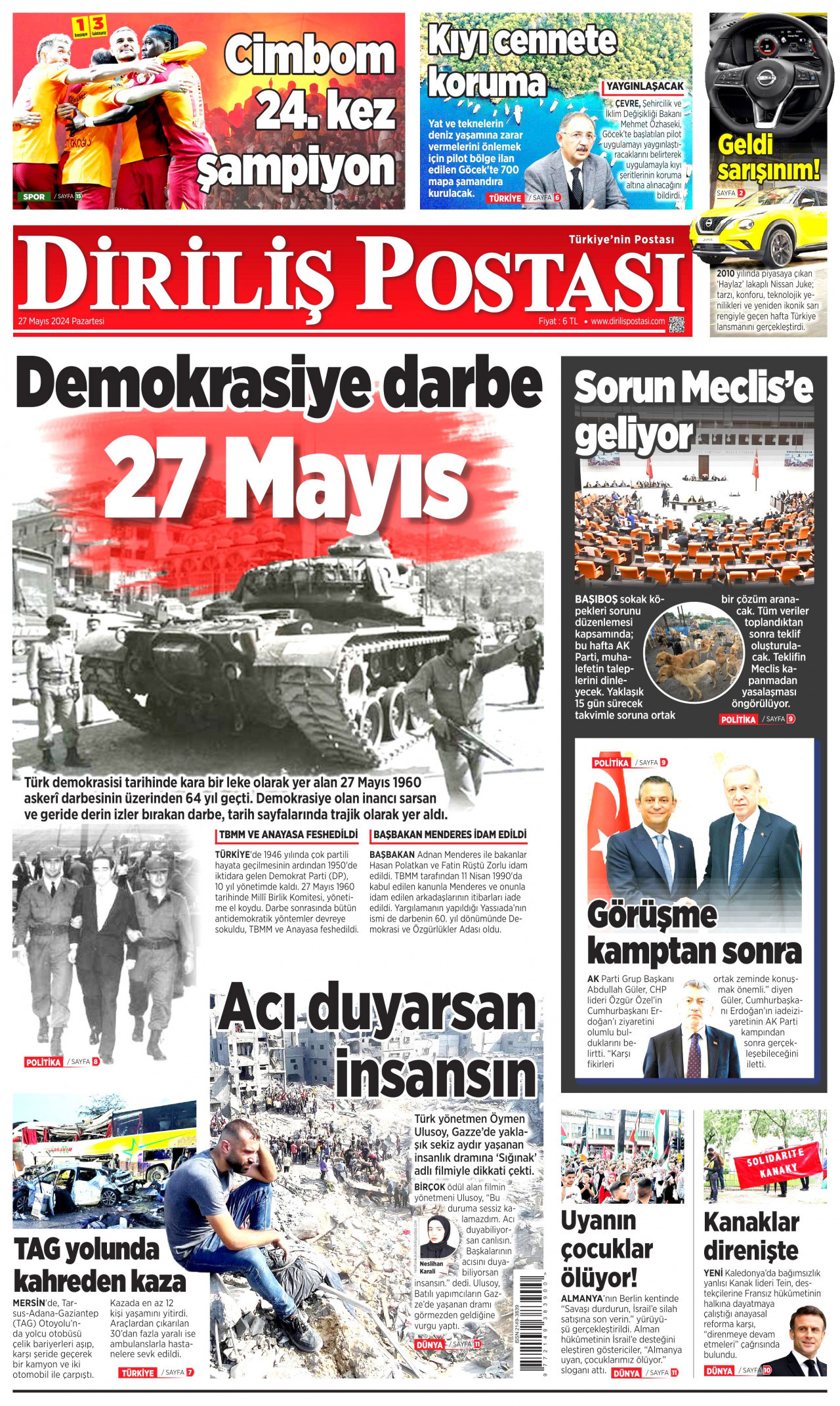 DİRİLİŞ POSTASI 27 Mayıs 2024 Gazete Manşeti Büyük