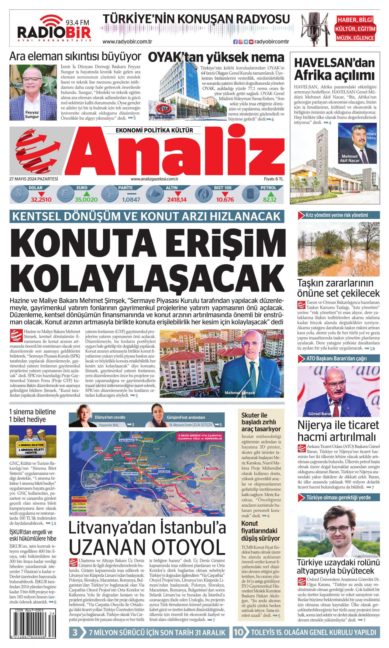 ANALİZ 27 Mayıs 2024 Gazete Manşeti Büyük