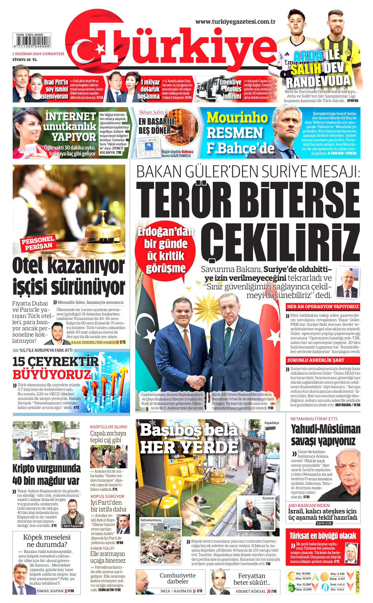 TÜRKİYE GAZETESİ 1 Haziran 2024 Gazete Manşeti Büyük