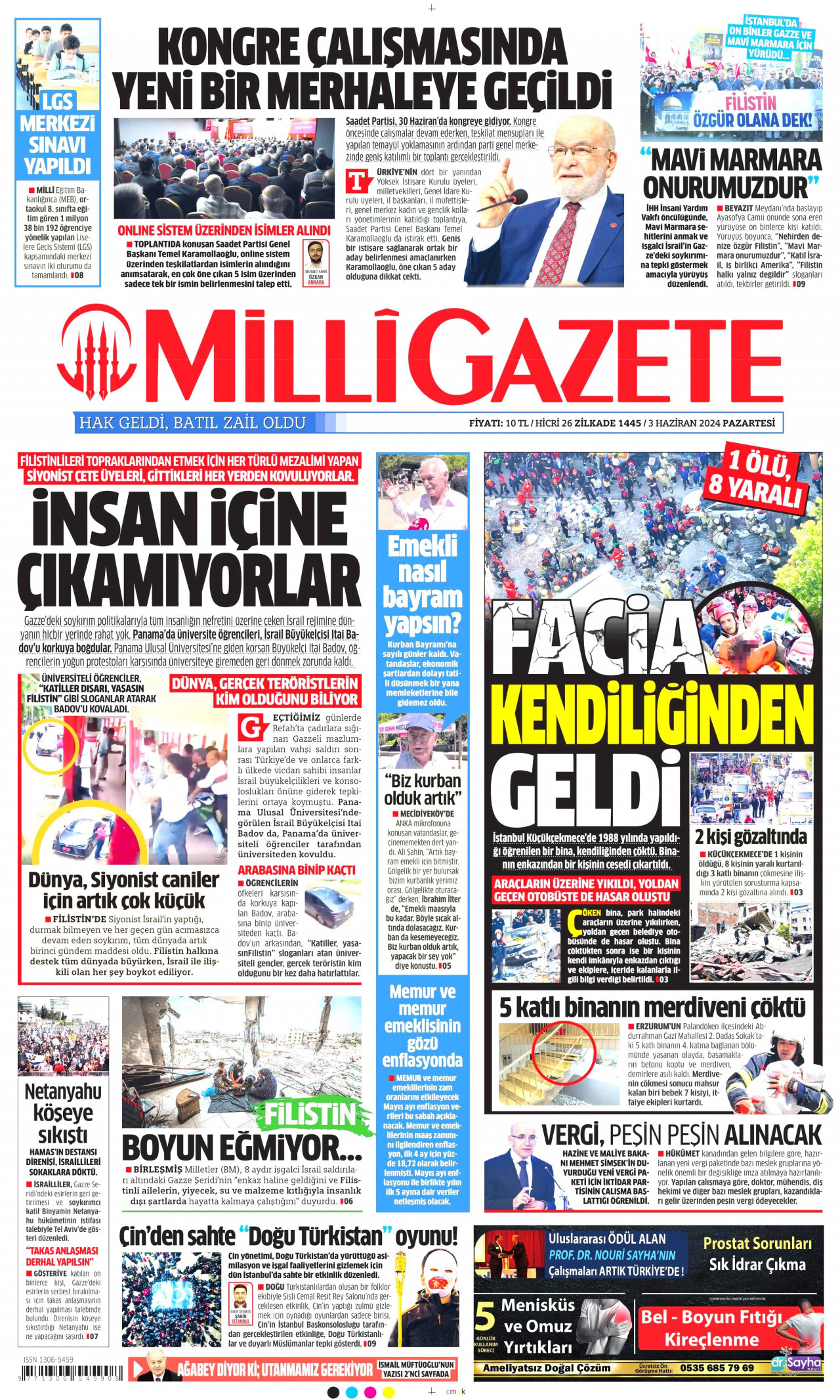 MİLLİ GAZETE 3 Haziran 2024 Gazete Manşeti Büyük