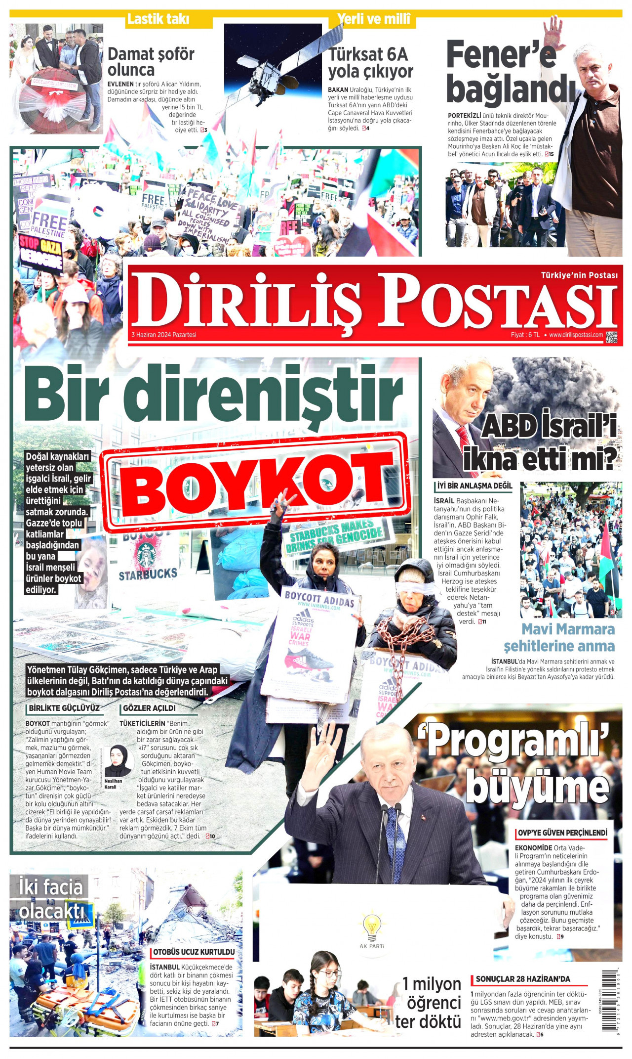 DİRİLİŞ POSTASI 3 Haziran 2024 Gazete Manşeti Büyük