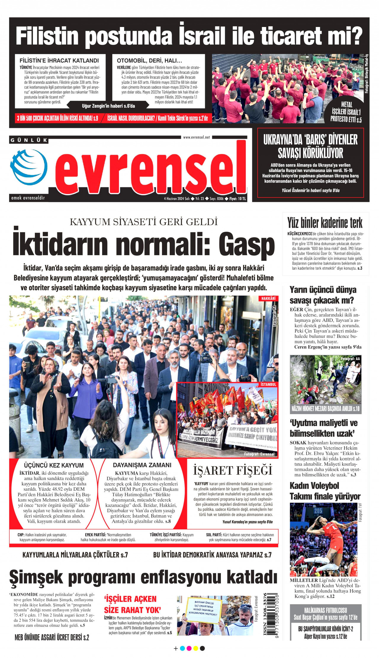 EVRENSEL 4 Haziran 2024 Gazete Manşeti Büyük