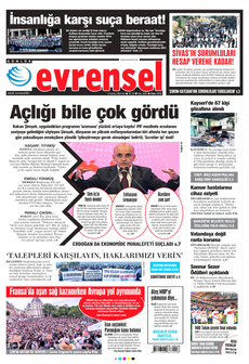 EVRENSEL 2 Temmuz 2024 Gazete Manşeti Küçük