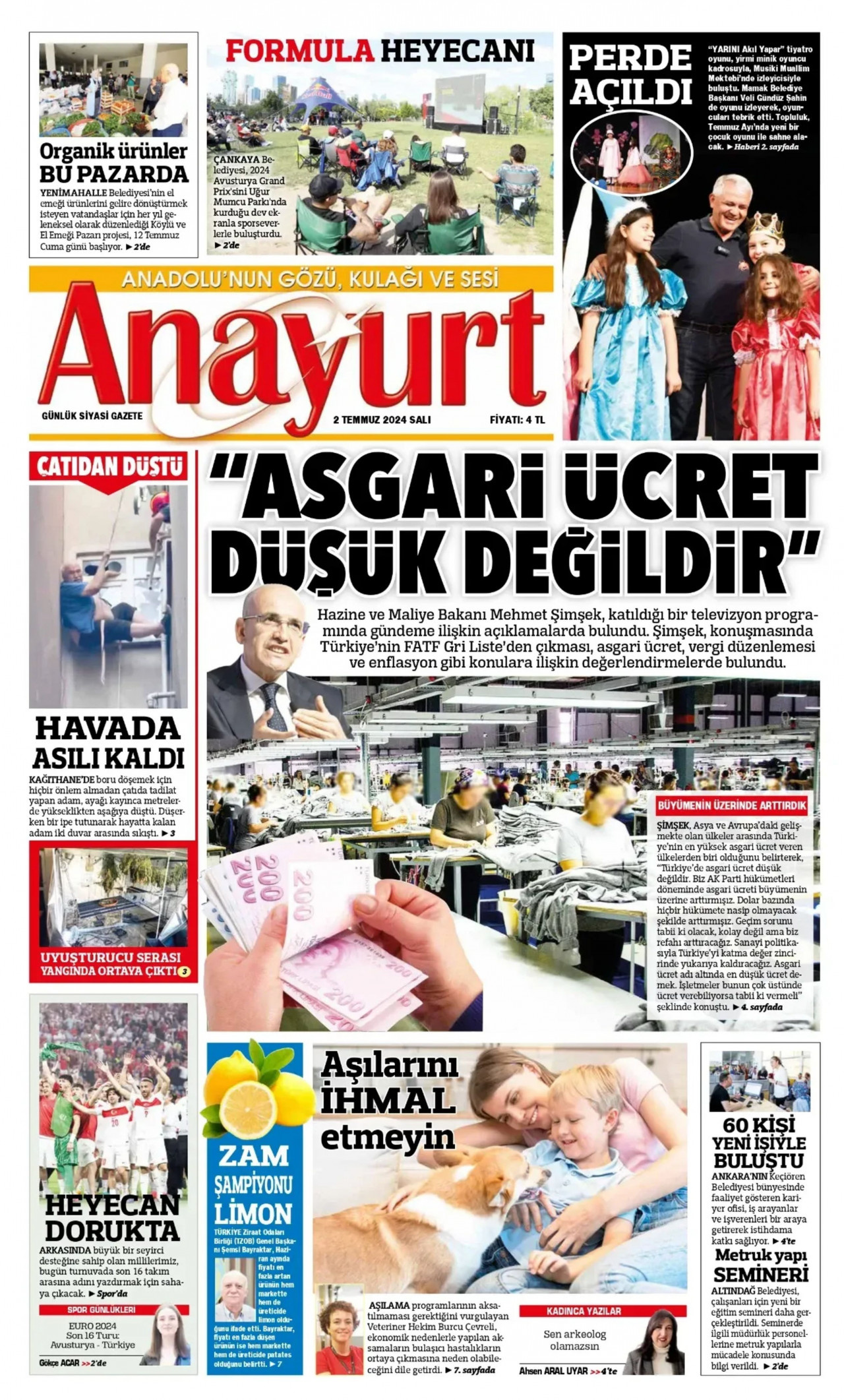 ANAYURT 2 Temmuz 2024 Gazete Manşeti Büyük