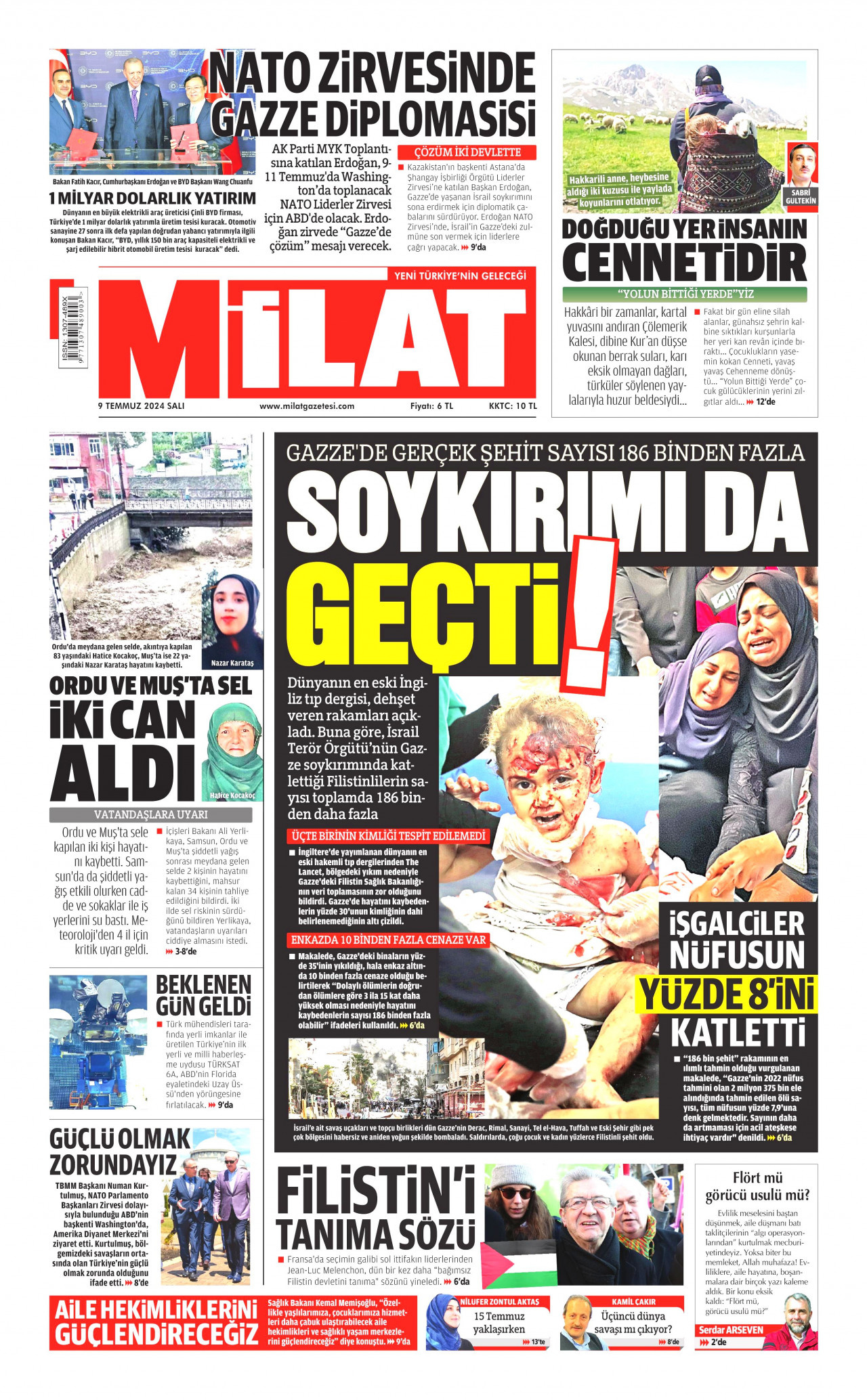 MİLAT 9 Temmuz 2024 Gazete Manşeti Büyük