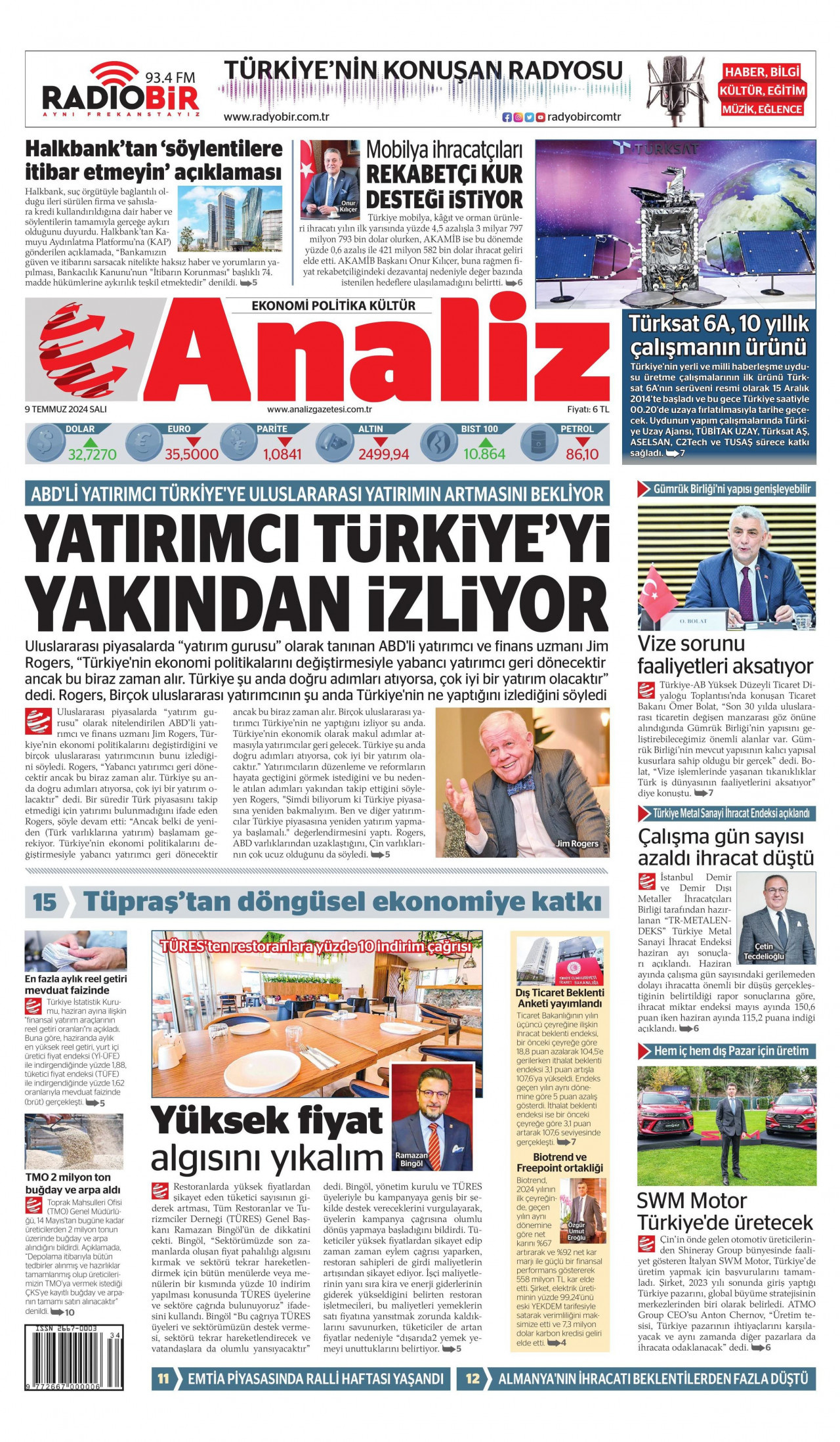 ANALİZ 9 Temmuz 2024 Gazete Manşeti Büyük