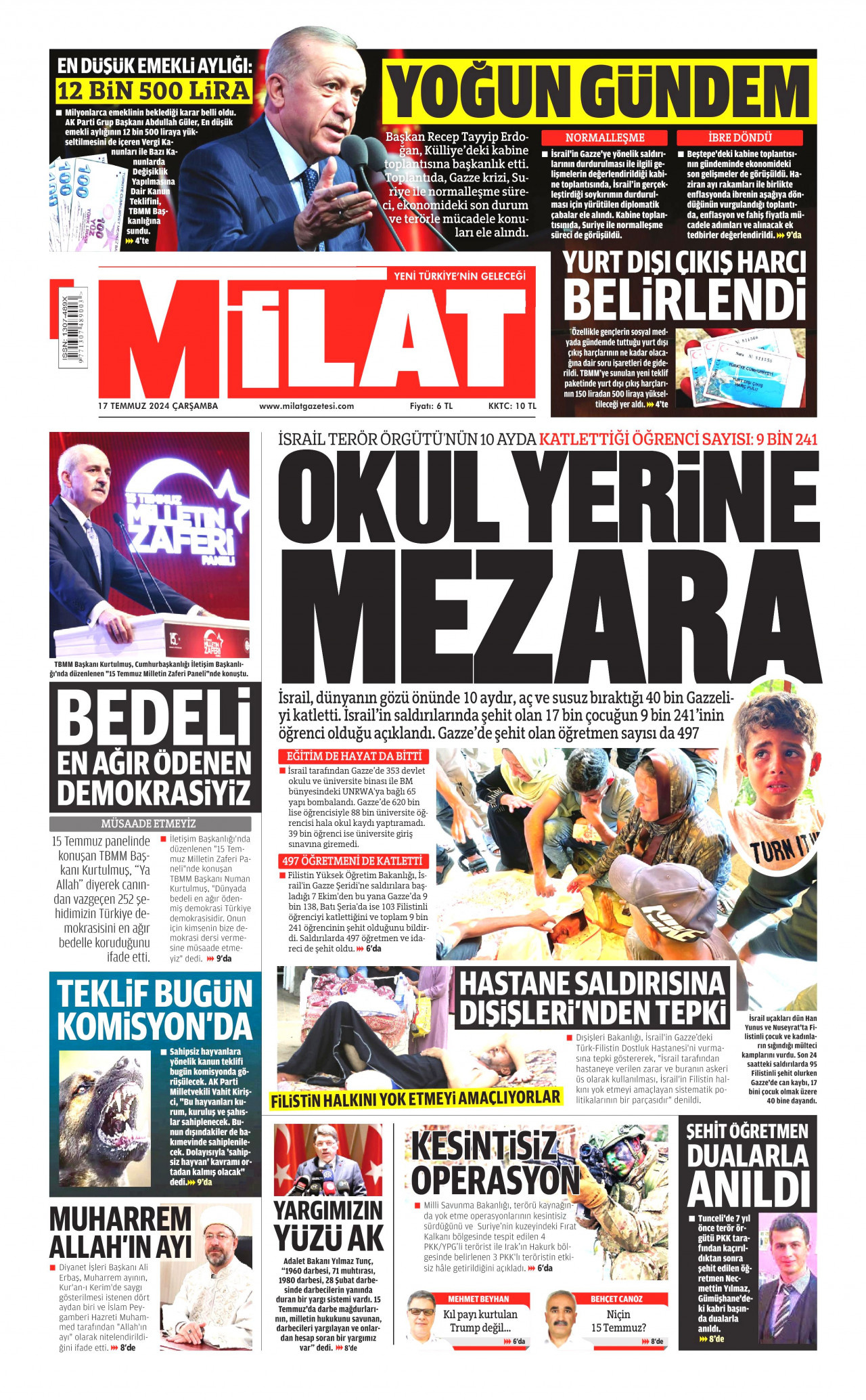 MİLAT 17 Temmuz 2024 Gazete Manşeti Büyük