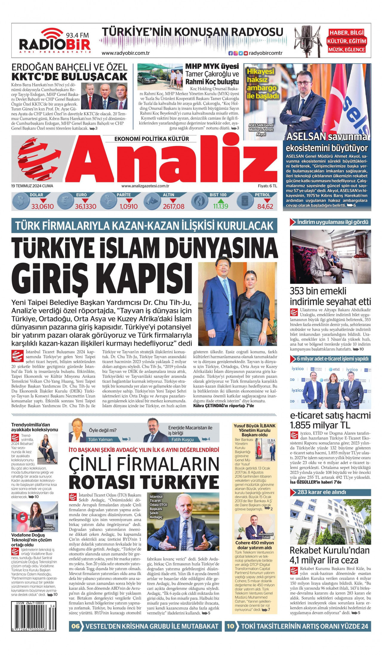 ANALİZ 19 Temmuz 2024 Gazete Manşeti Büyük