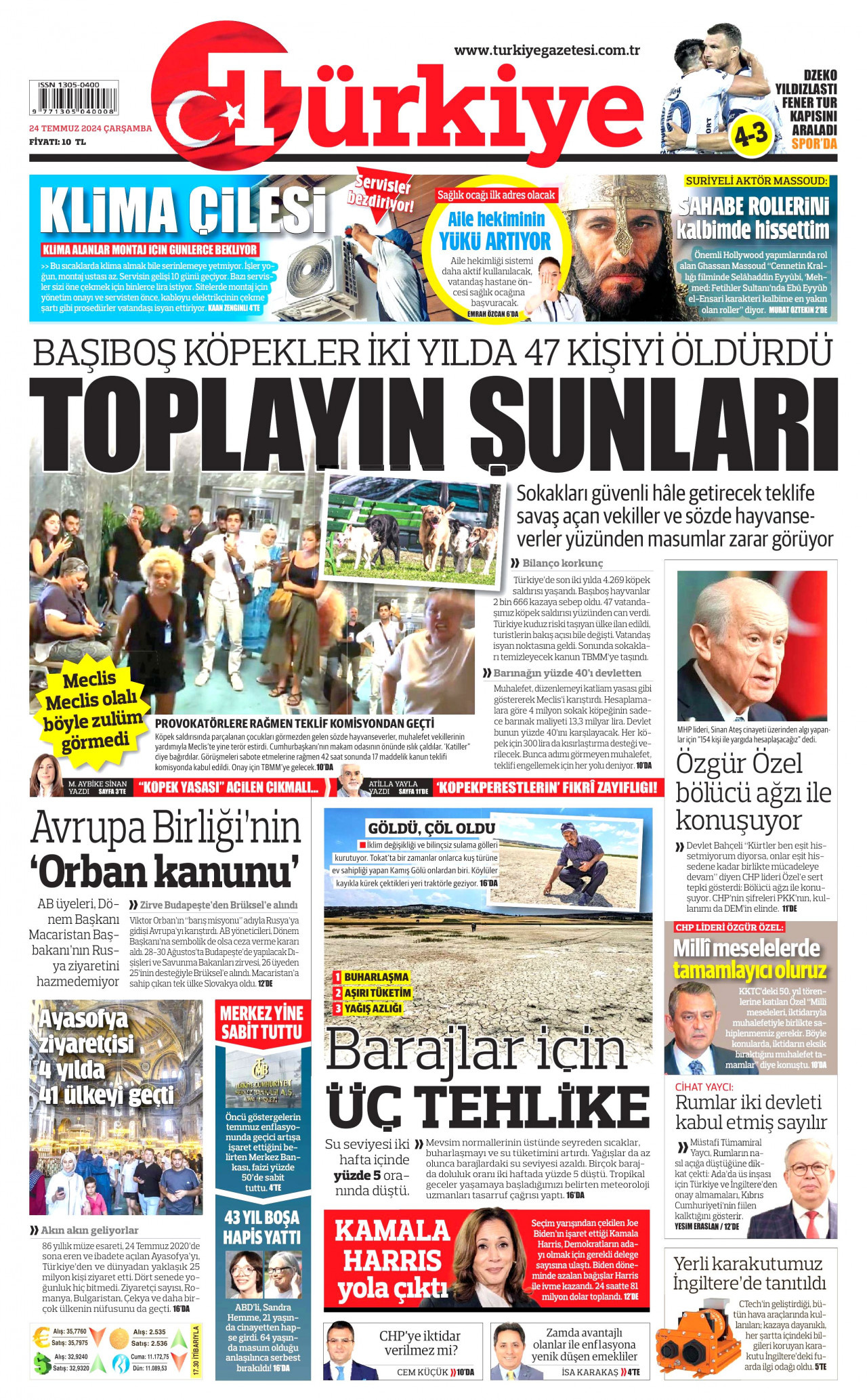 TÜRKİYE GAZETESİ 24 Temmuz 2024 Gazete Manşeti Büyük