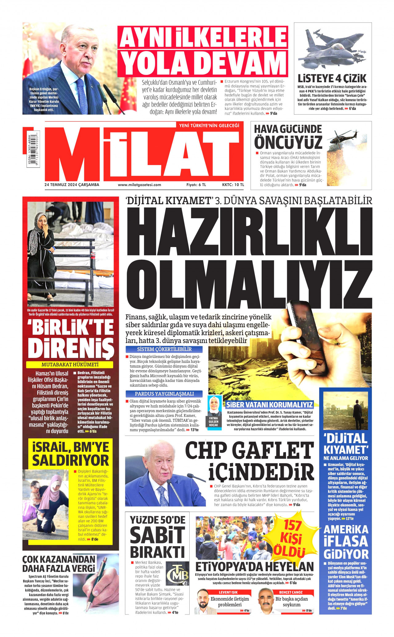 MİLAT 24 Temmuz 2024 Gazete Manşeti Büyük