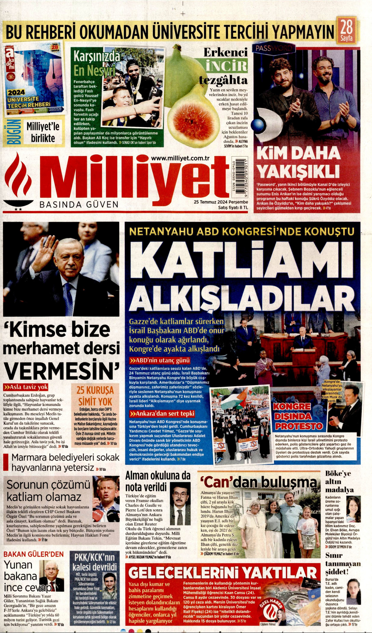 MİLLİYET 25 Temmuz 2024 Gazete Manşeti Büyük