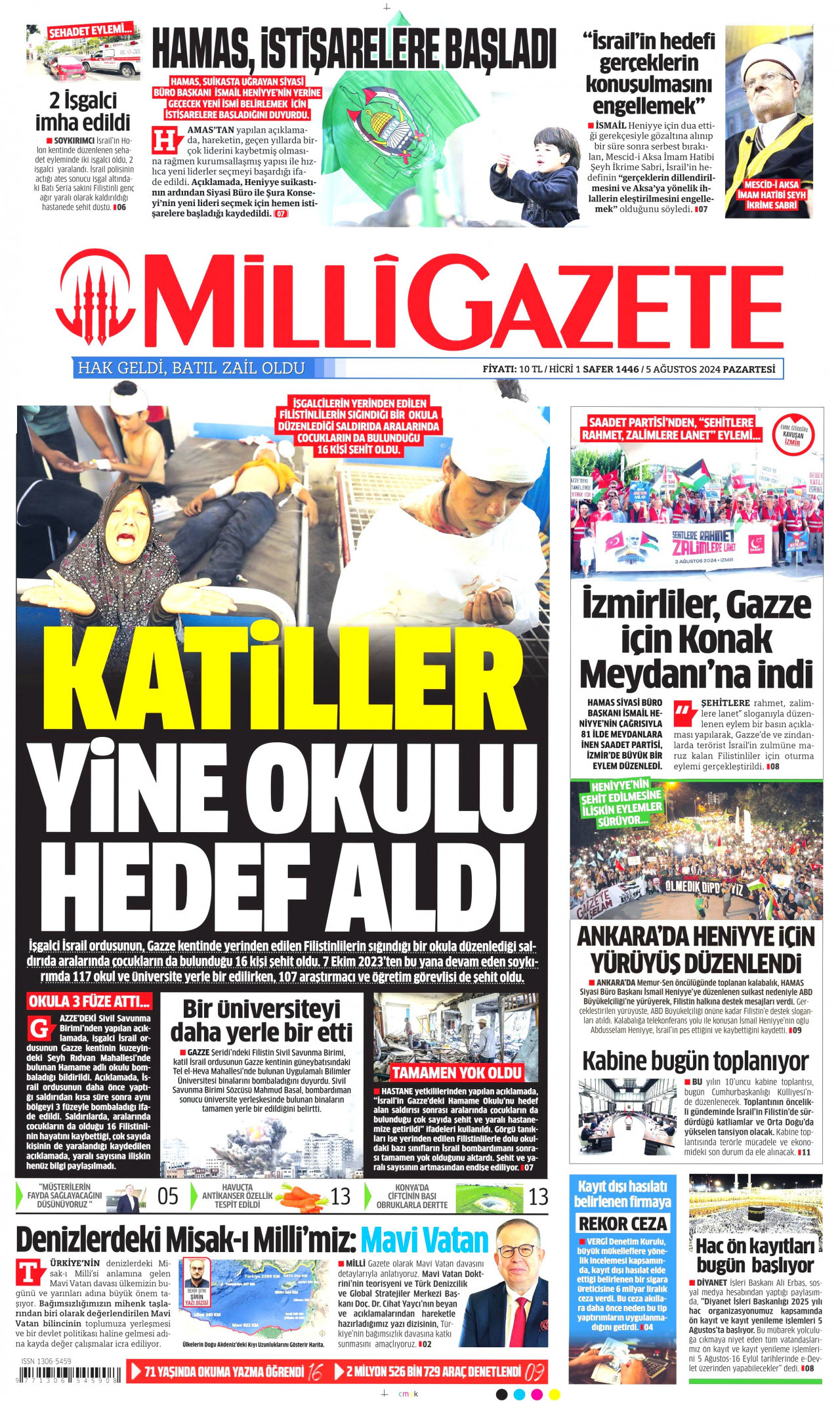 MİLLİ GAZETE 5 Ağustos 2024 Gazete Manşeti Büyük