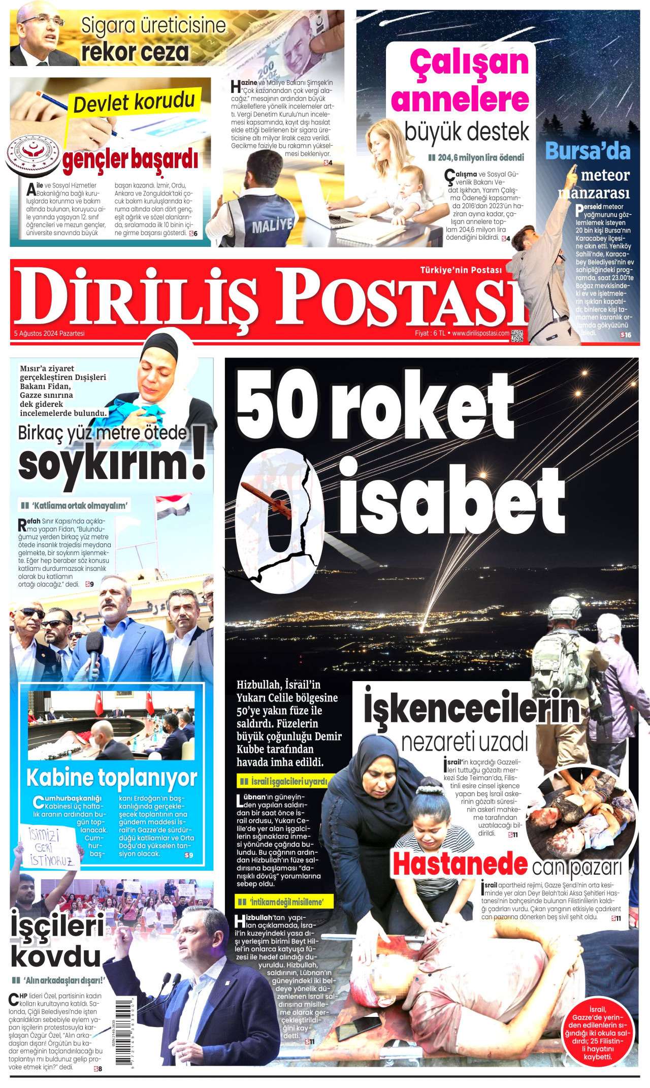 DİRİLİŞ POSTASI 5 Ağustos 2024 Gazete Manşeti Büyük