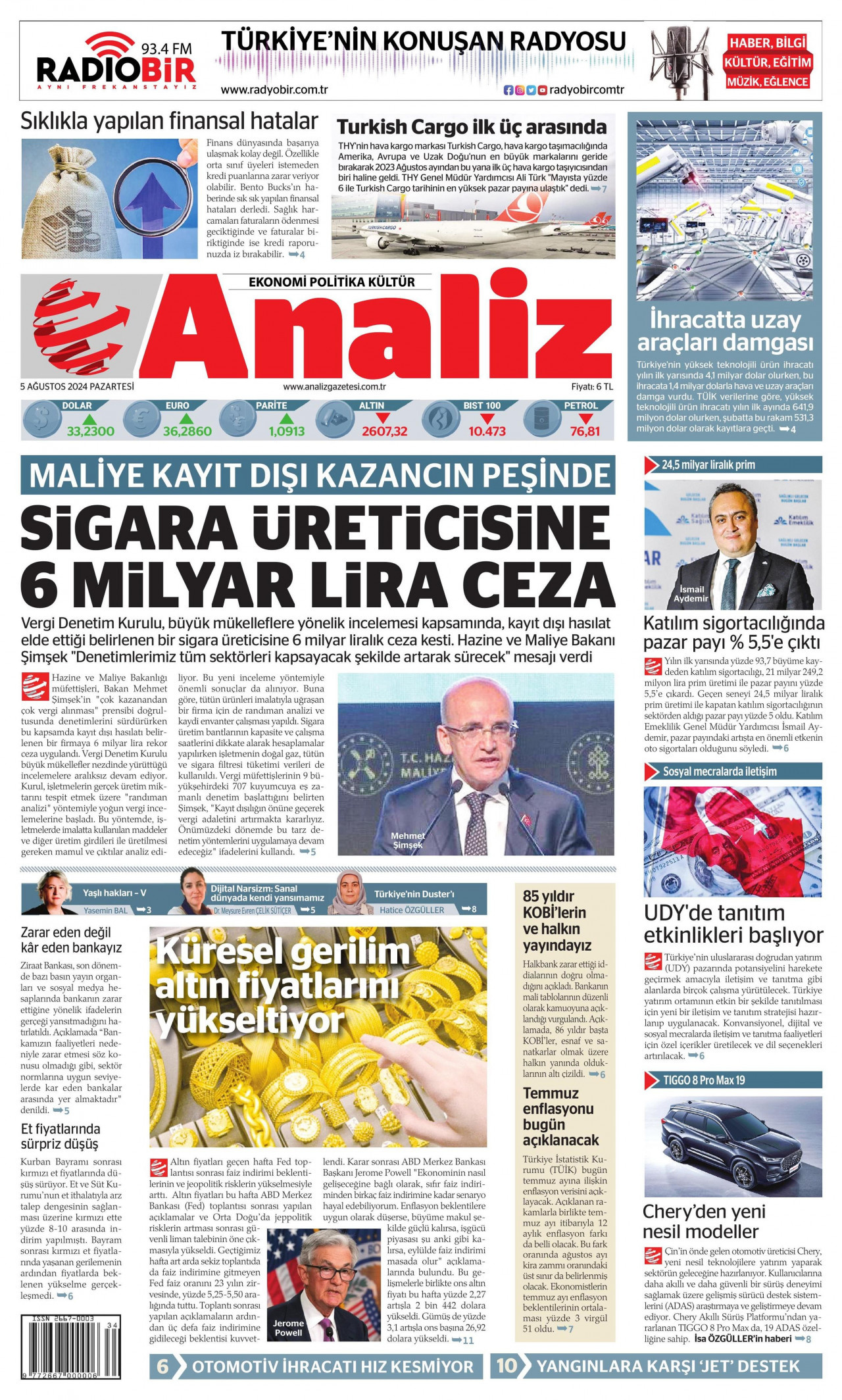 ANALİZ 5 Ağustos 2024 Gazete Manşeti Büyük