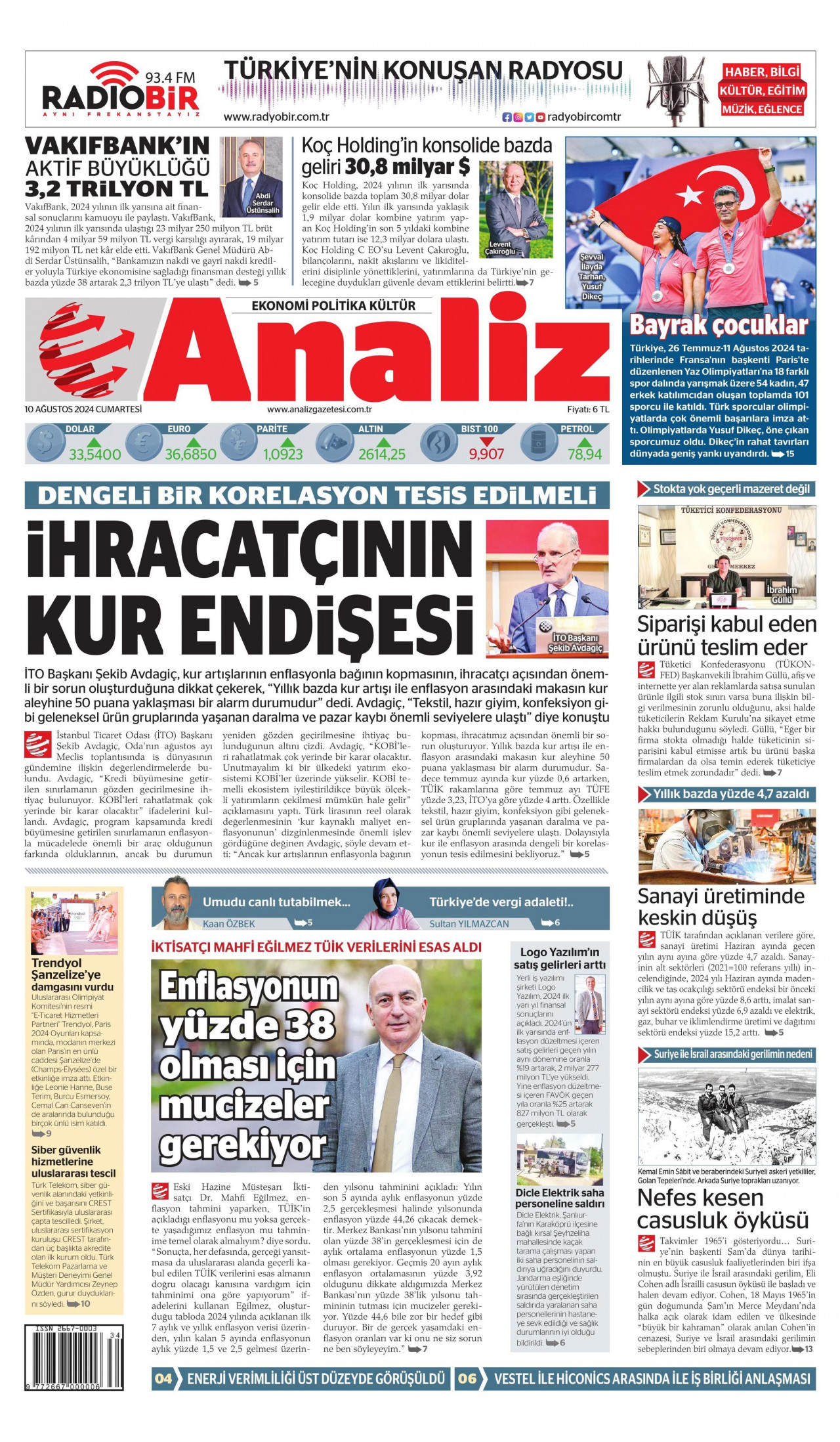 ANALİZ 10 Ağustos 2024 Gazete Manşeti Büyük