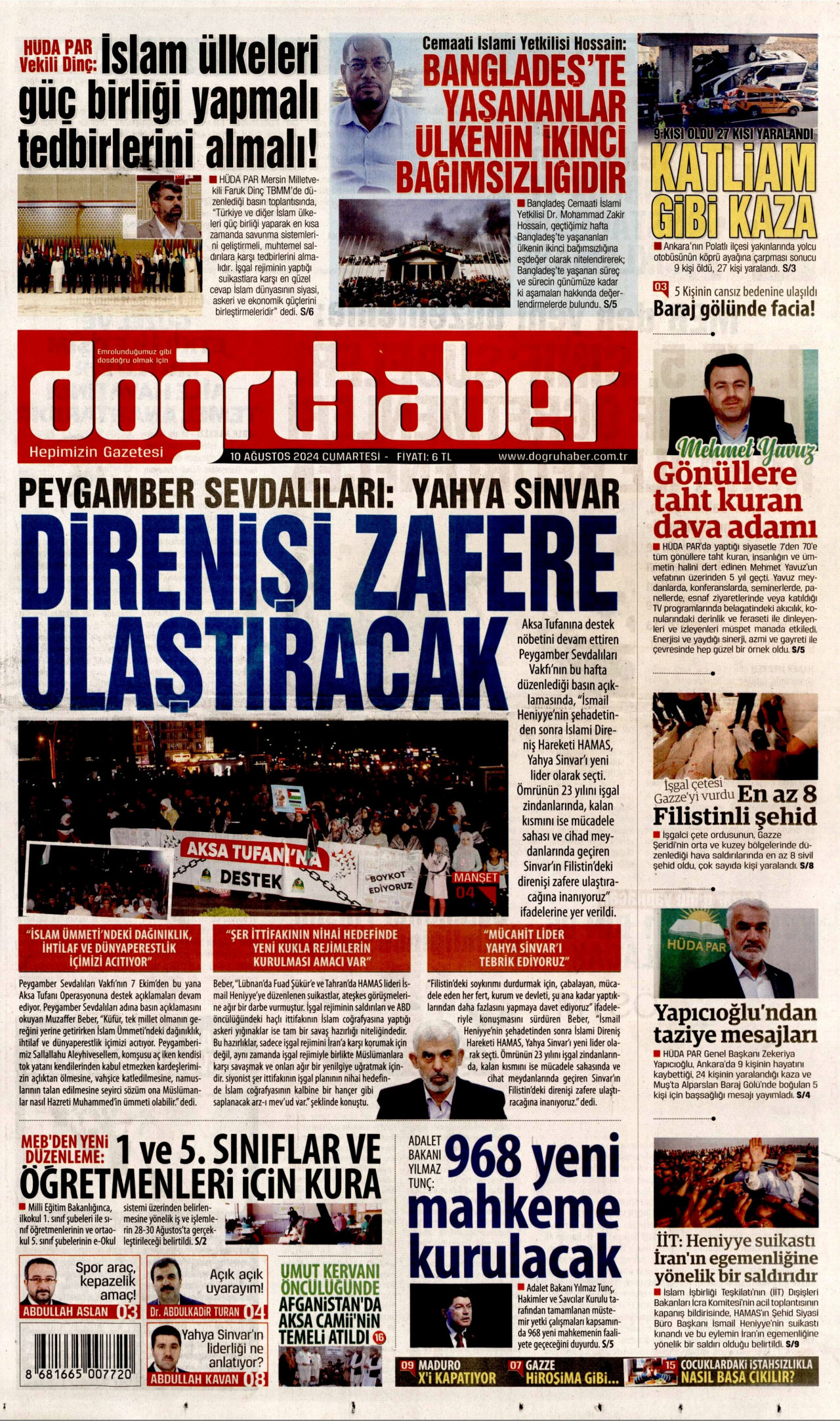 DOĞRU HABER 10 Ağustos 2024 Gazete Manşeti Büyük