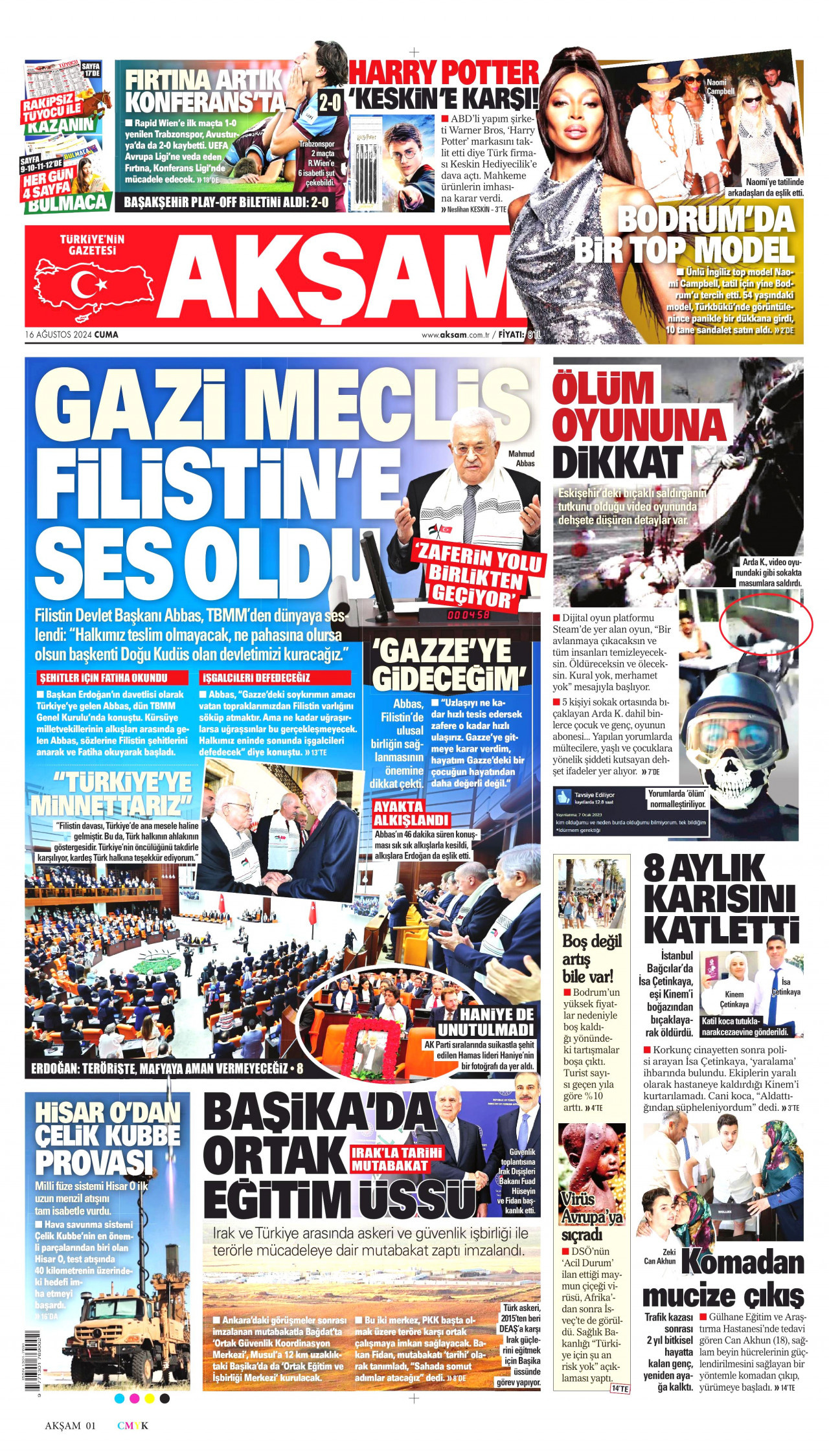 AKŞAM 16 Ağustos 2024 Gazete Manşeti Büyük