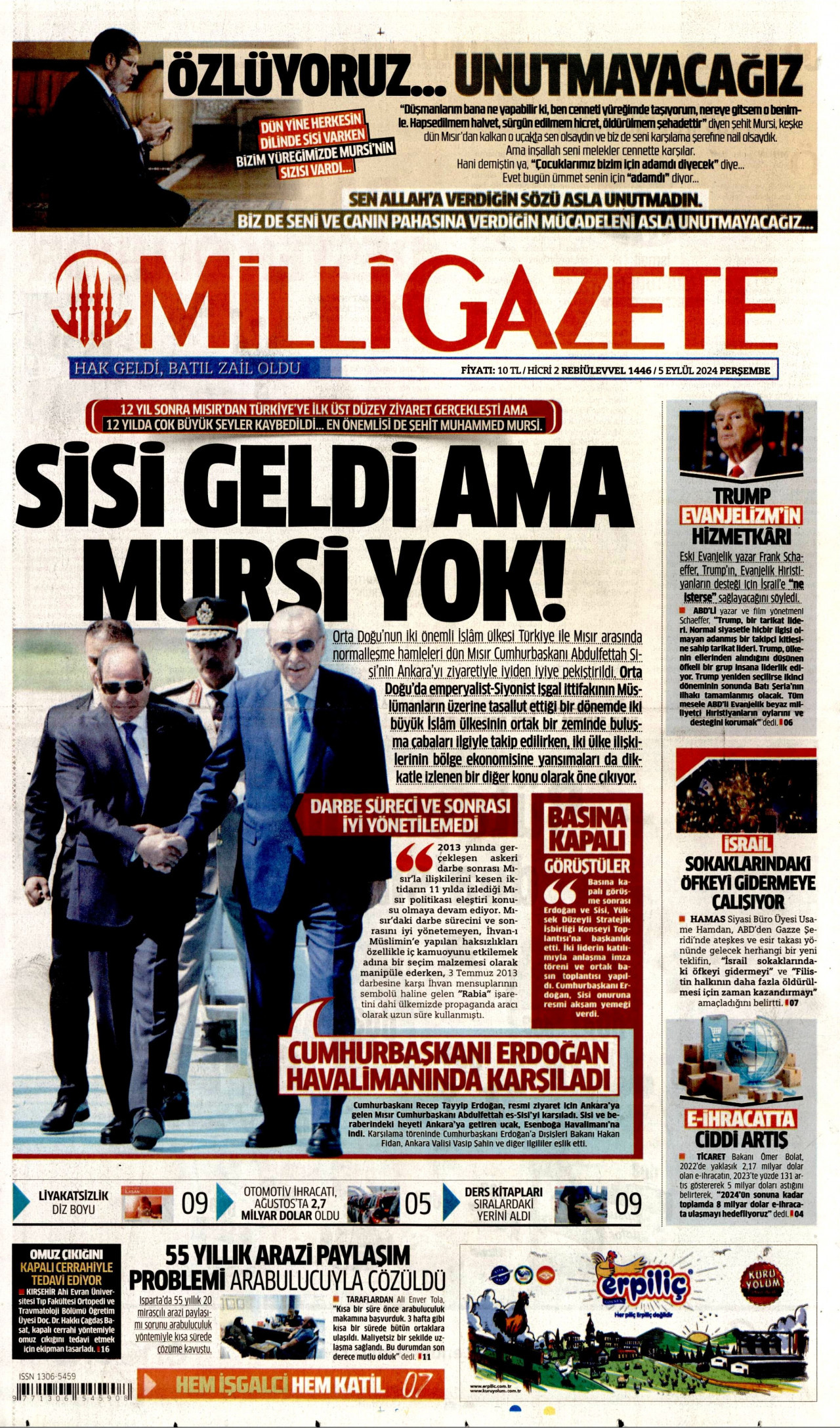 MİLLİ GAZETE 5 Eylül 2024 Gazete Manşeti Büyük