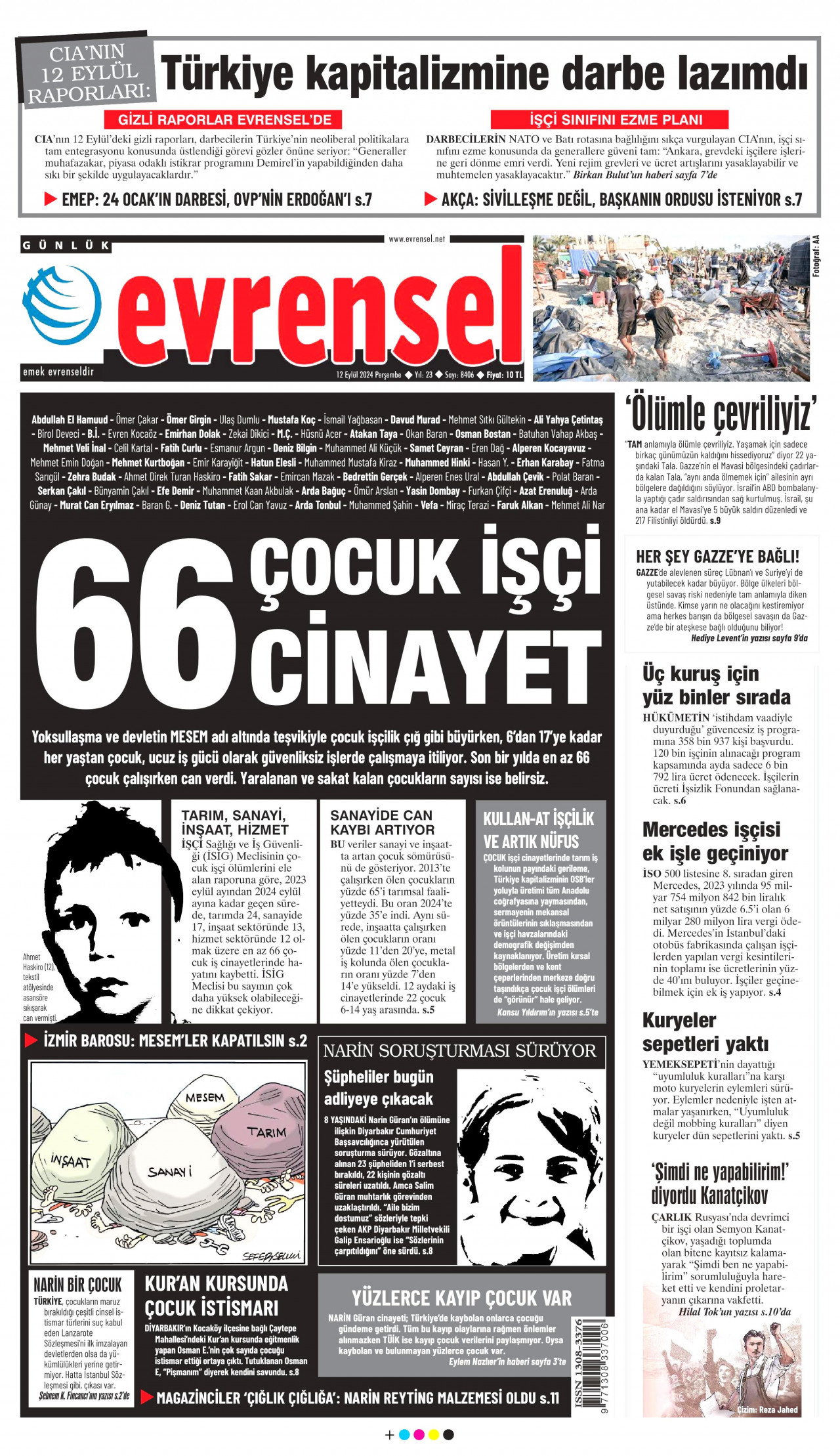 EVRENSEL 12 Eylül 2024 Gazete Manşeti Büyük