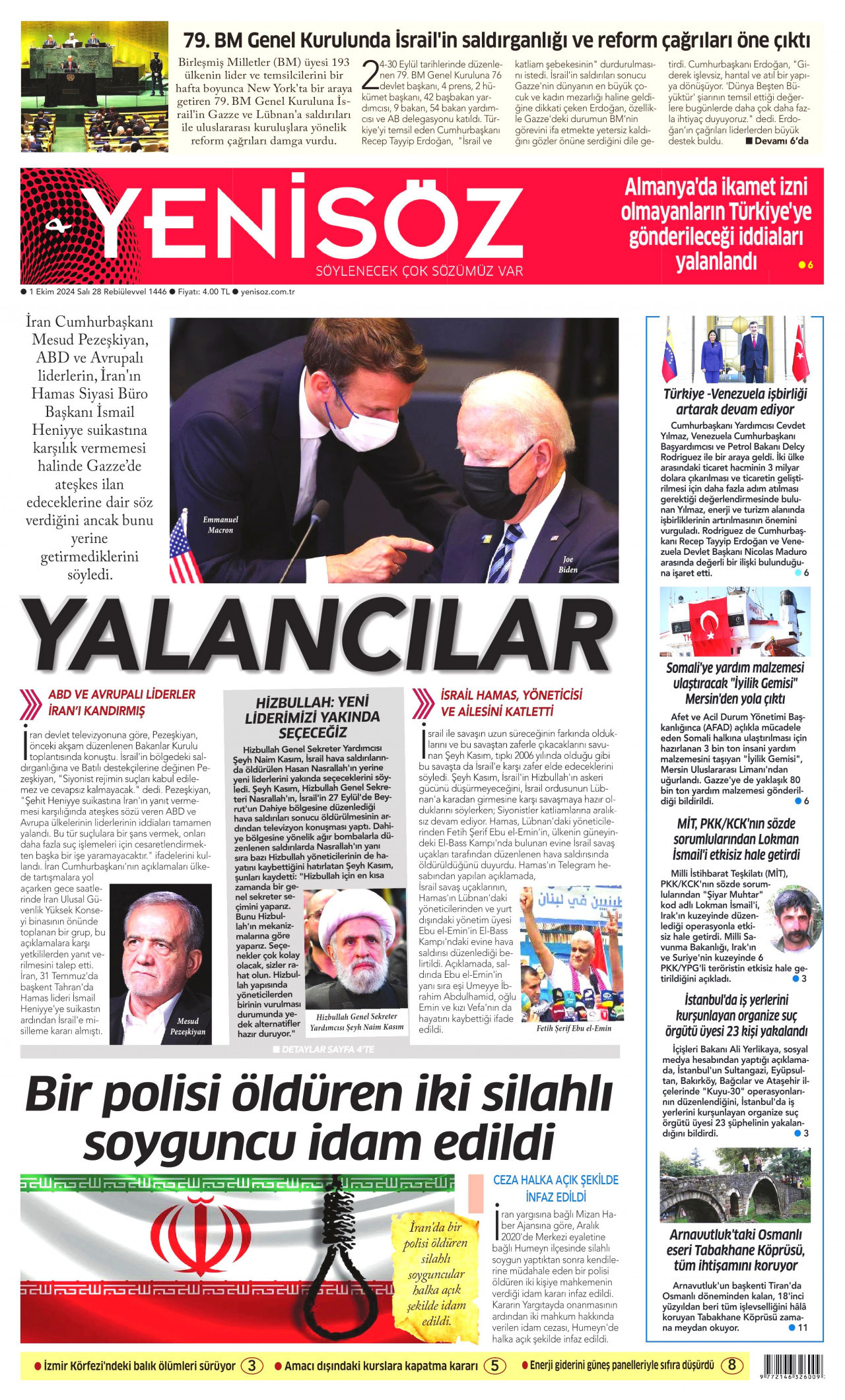 YENİ SÖZ GAZETESİ 1 Ekim 2024 Gazete Manşeti Büyük