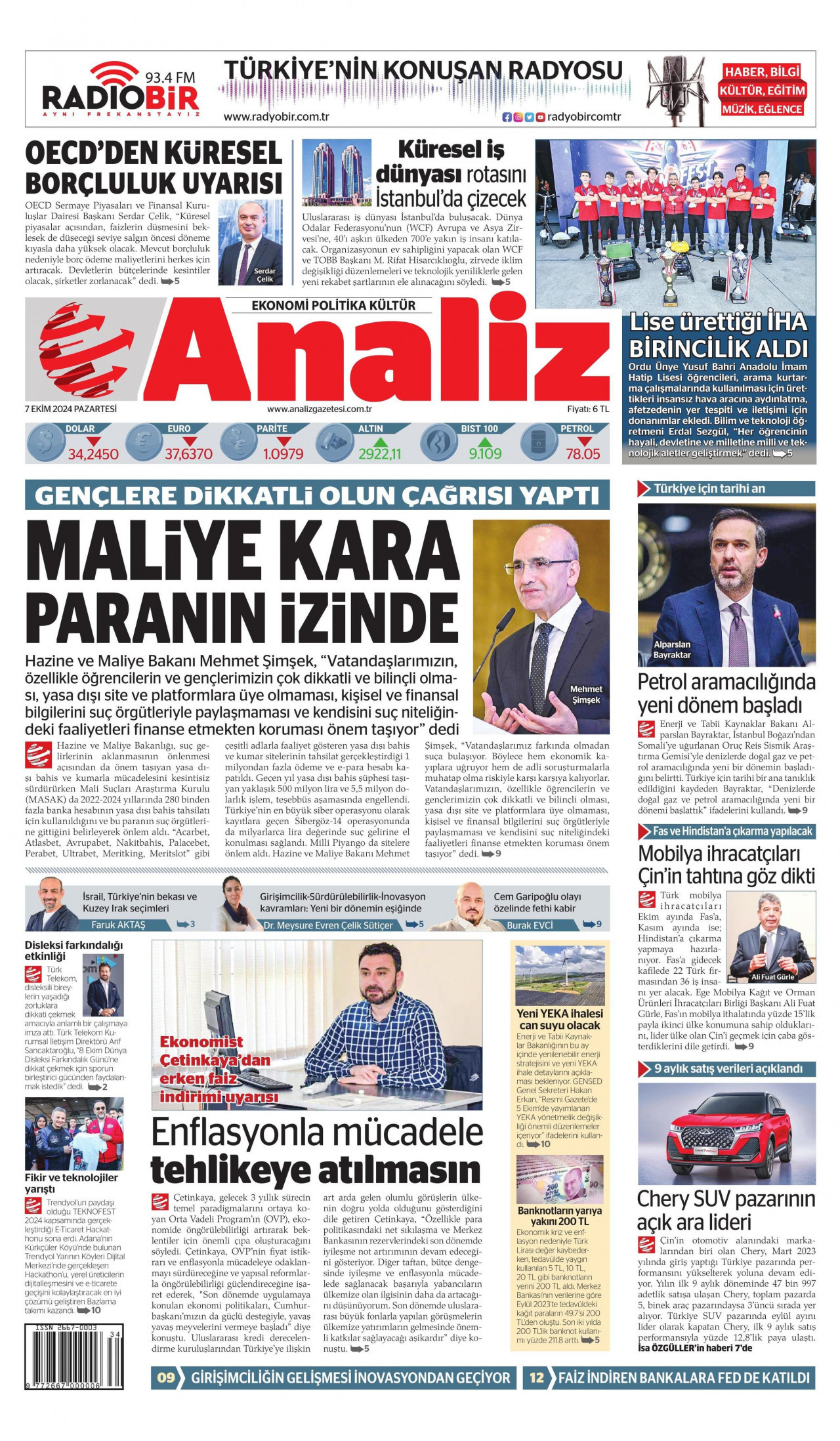 ANALİZ 7 Ekim 2024 Gazete Manşeti Büyük