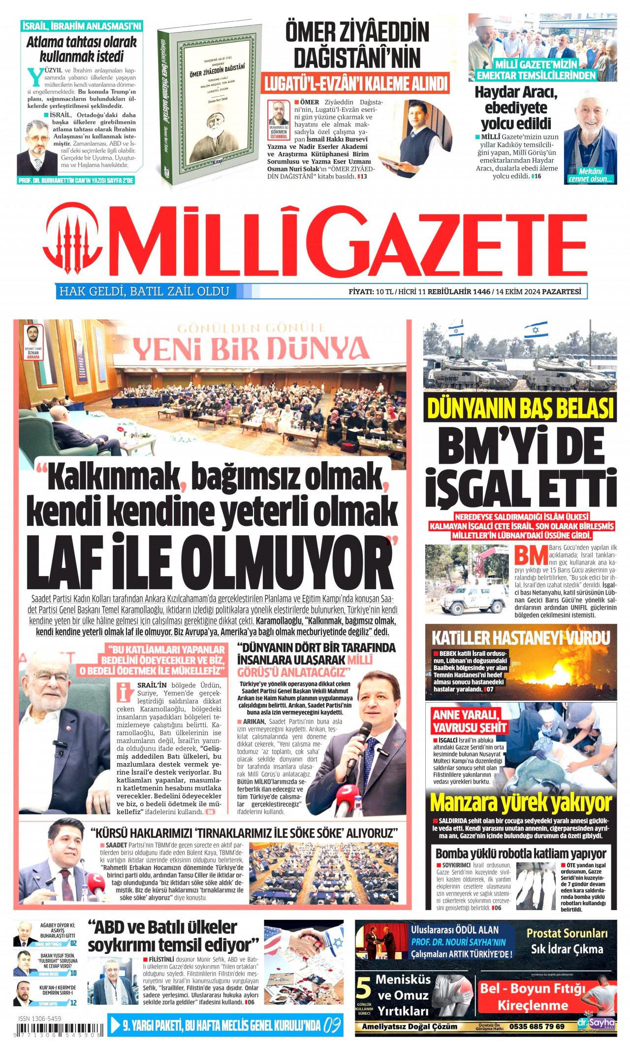 MİLLİ GAZETE 14 Ekim 2024 Gazete Manşeti Büyük