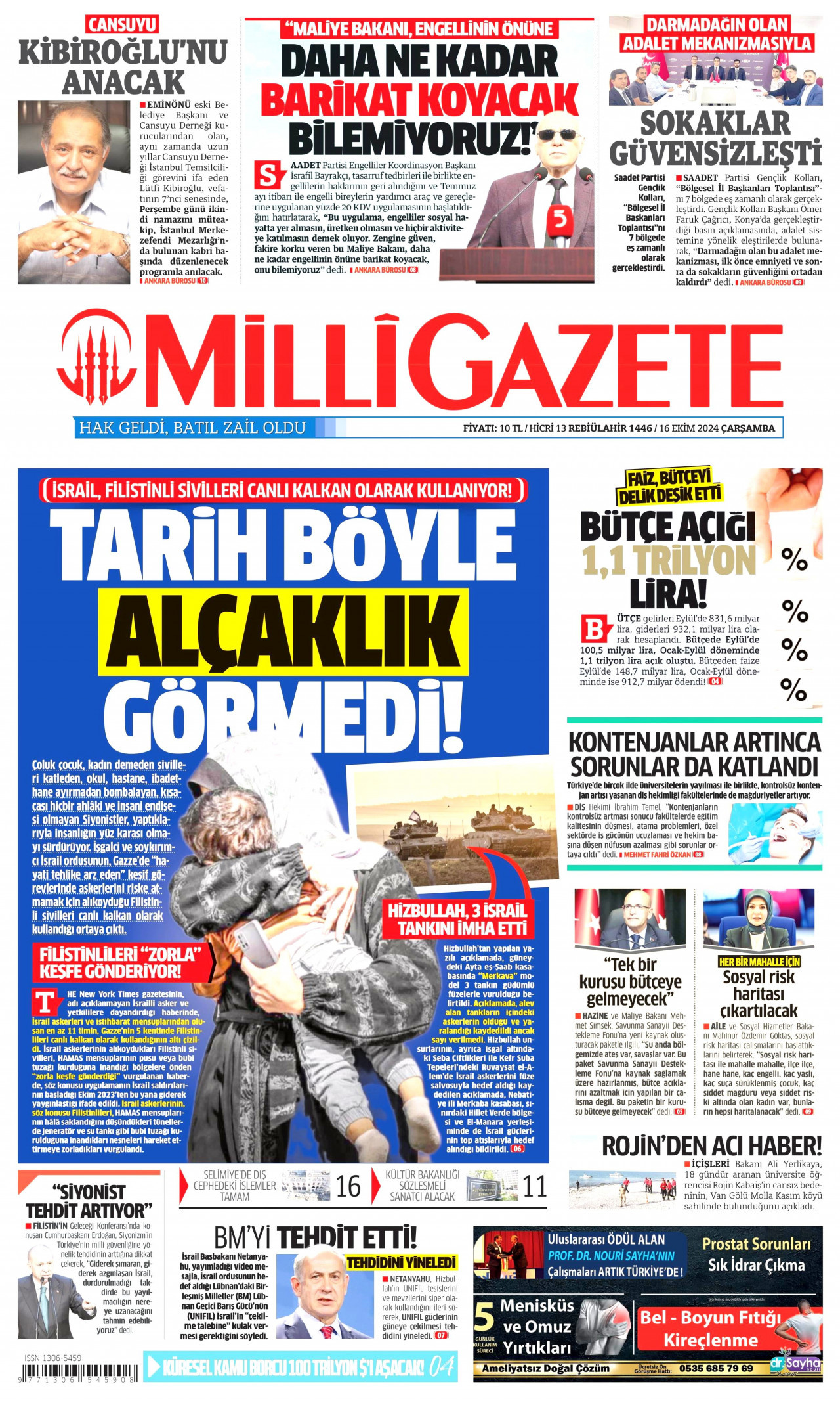 MİLLİ GAZETE 16 Ekim 2024 Gazete Manşeti Büyük