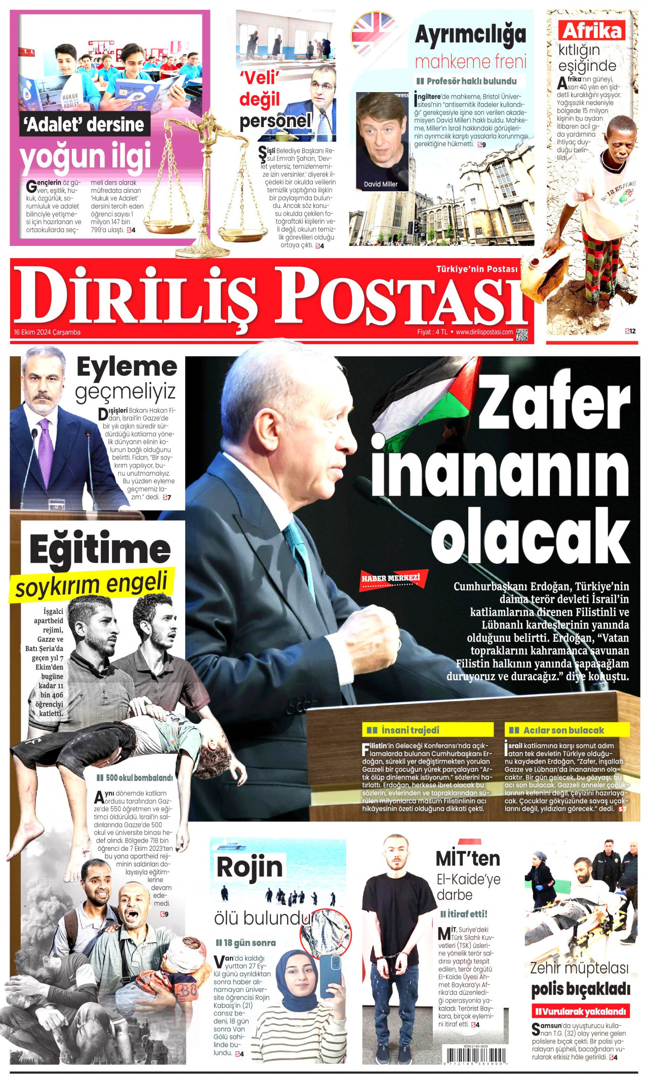 DİRİLİŞ POSTASI 16 Ekim 2024 Gazete Manşeti Büyük