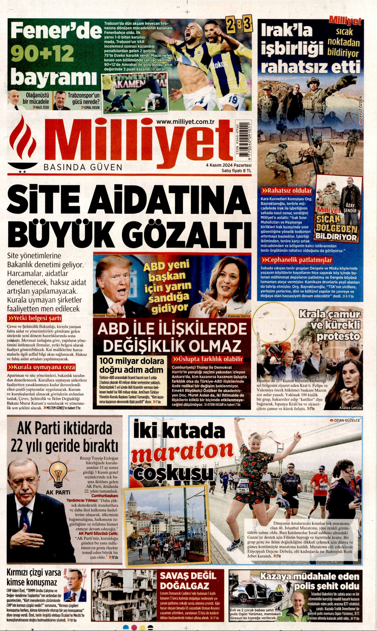 MİLLİYET 4 Kasım 2024 Gazete Manşeti Büyük