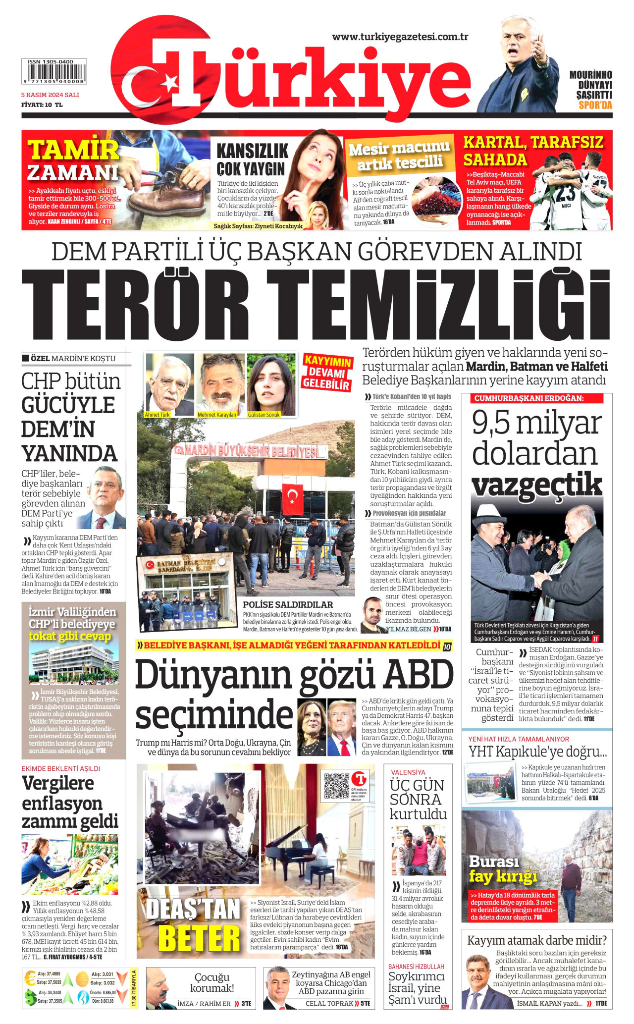 TÜRKİYE GAZETESİ 5 Kasım 2024 Gazete Manşeti Büyük