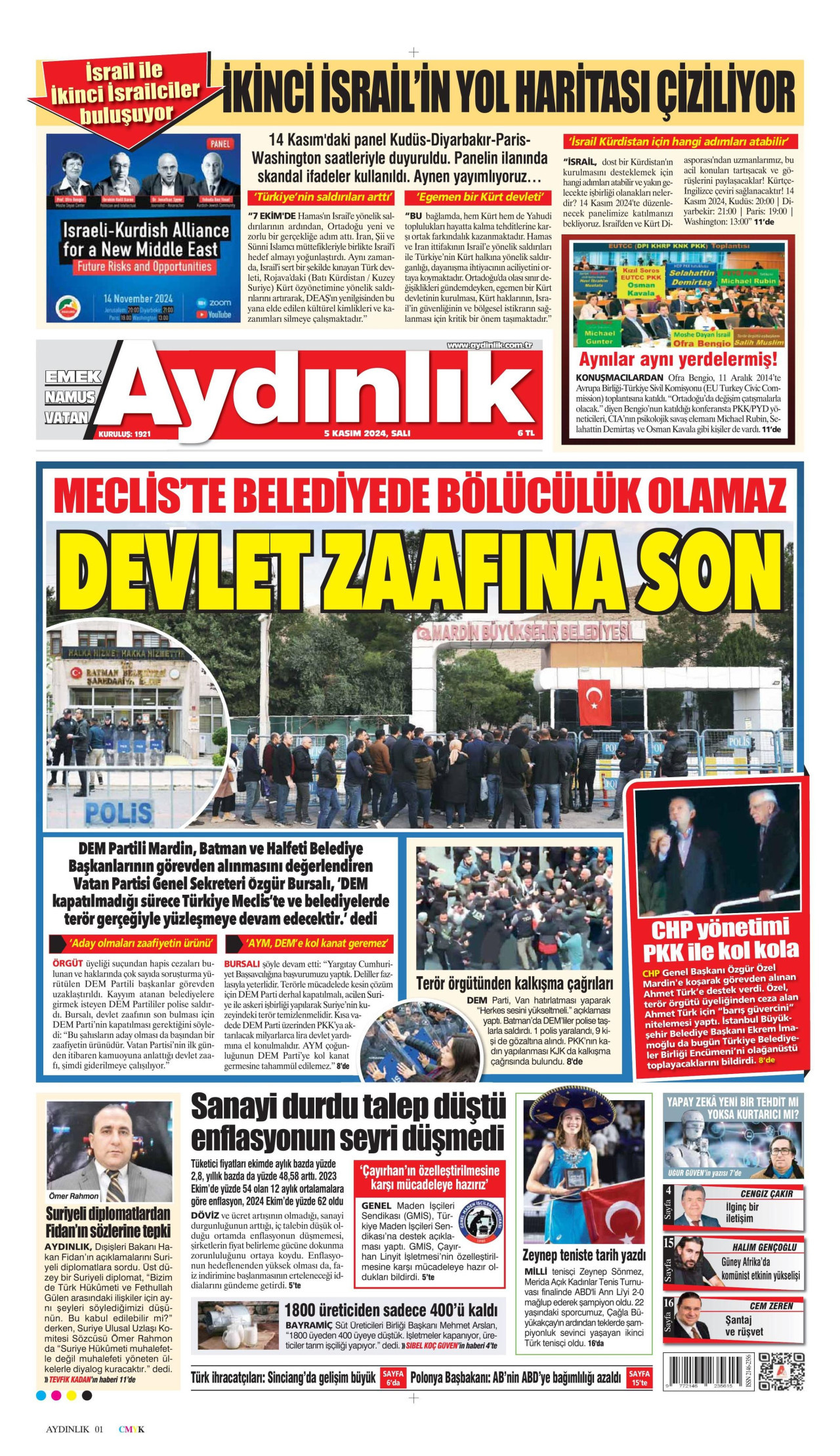 AYDINLIK GAZETESİ 5 Kasım 2024 Gazete Manşeti Büyük