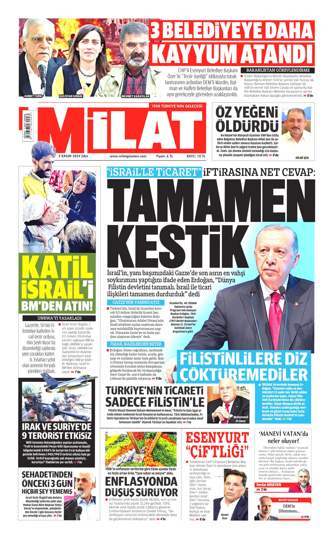 MİLAT 5 Kasım 2024 Gazete Manşeti Büyük