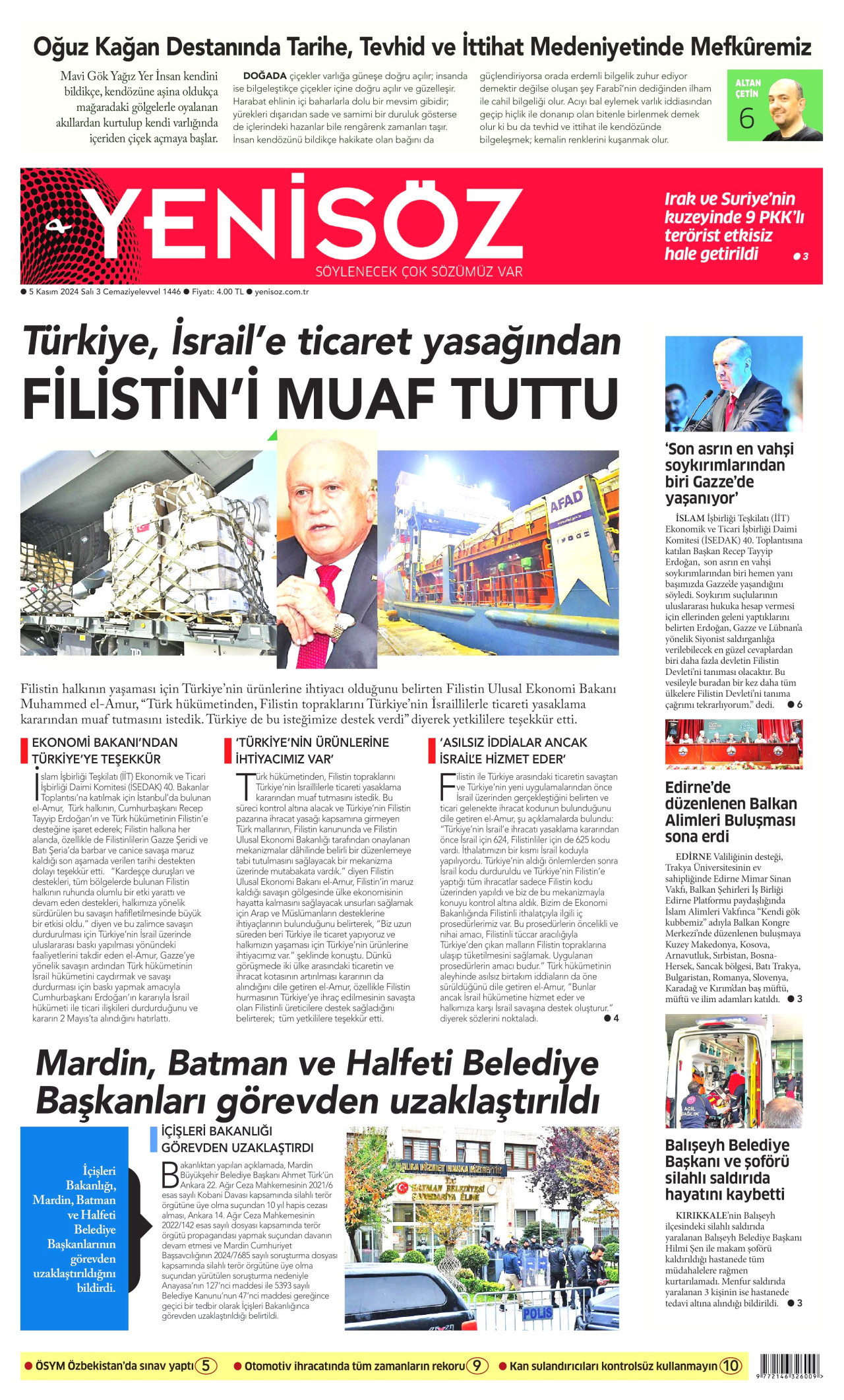 YENİ SÖZ GAZETESİ 5 Kasım 2024 Gazete Manşeti Büyük