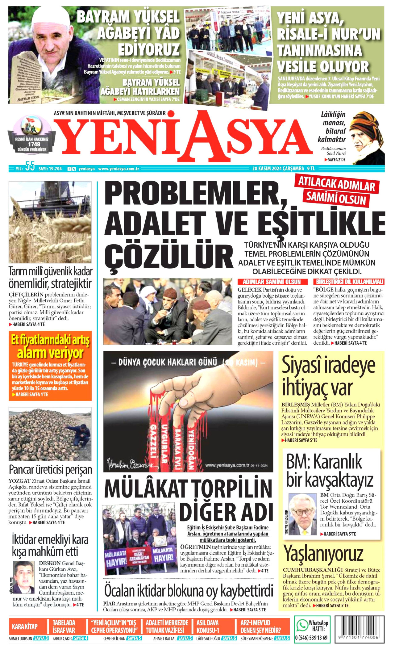 YENİ ASYA 20 Kasım 2024 Gazete Manşeti Büyük