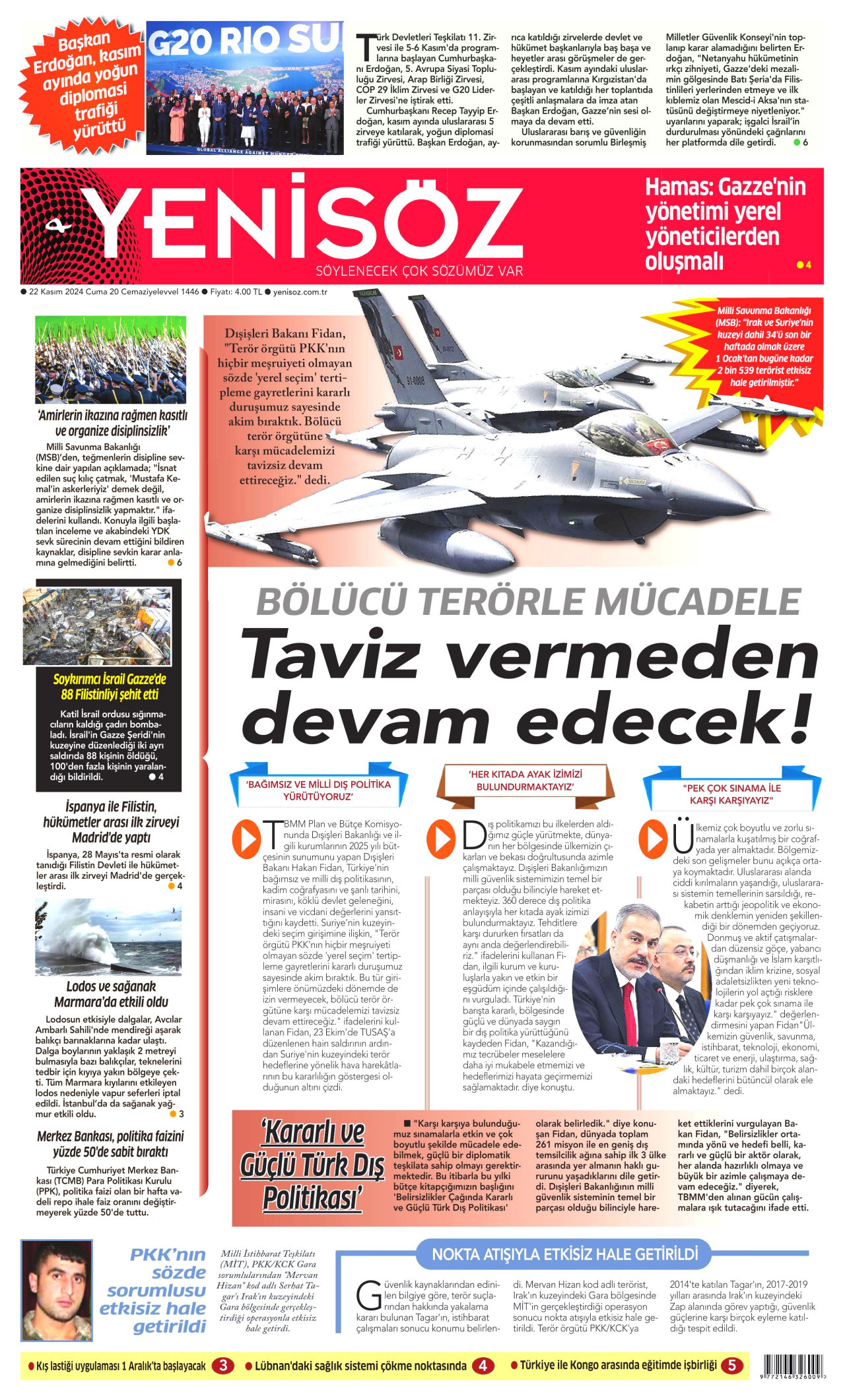 YENİ SÖZ GAZETESİ 22 Kasım 2024 Gazete Manşeti Büyük