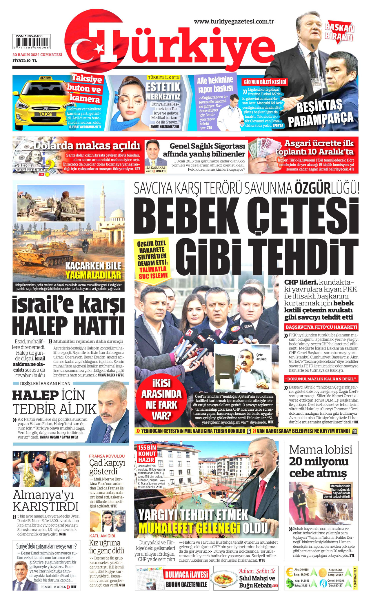 TÜRKİYE GAZETESİ 30 Kasım 2024 Gazete Manşeti Büyük