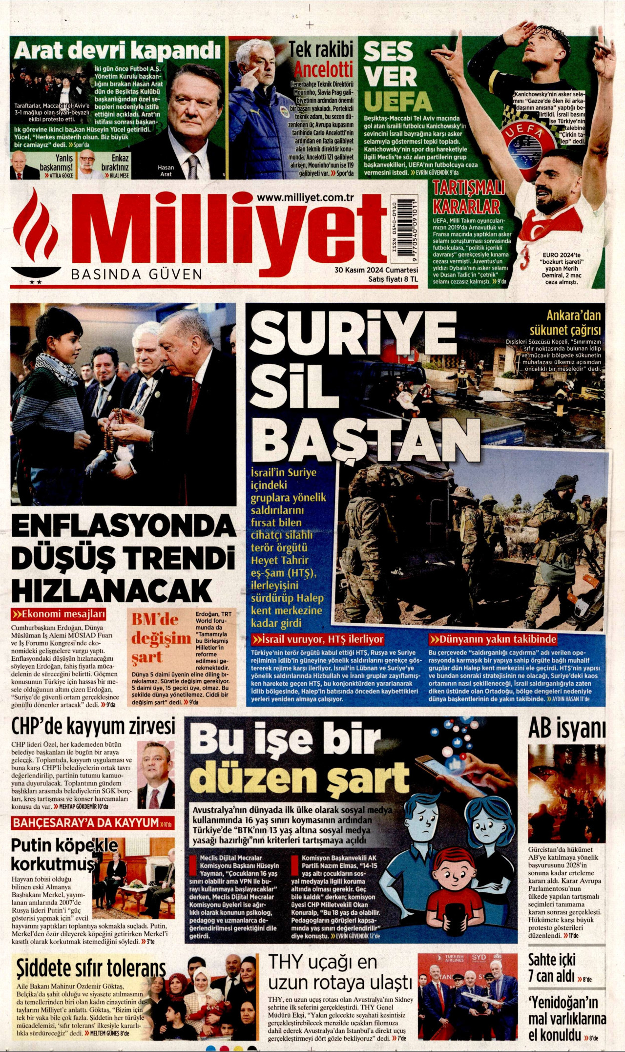 MİLLİYET 30 Kasım 2024 Gazete Manşeti Büyük