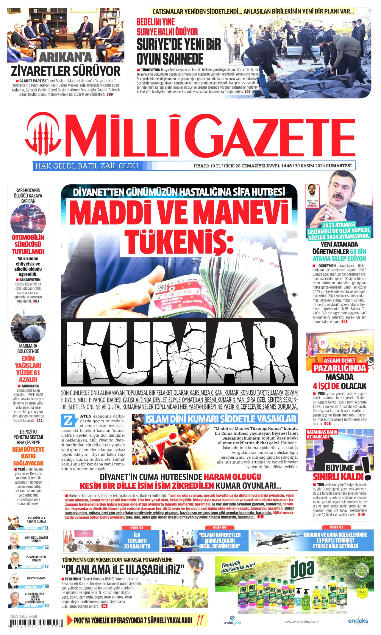 MİLLİ GAZETE 30 Kasım 2024 Gazete Manşeti Büyük