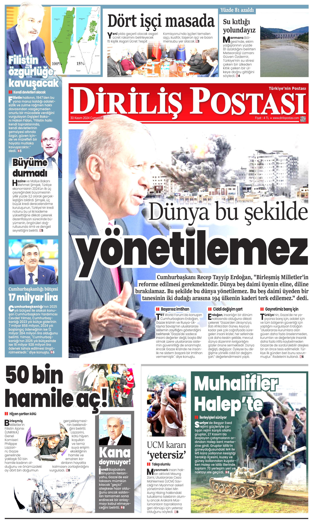 DİRİLİŞ POSTASI 30 Kasım 2024 Gazete Manşeti Büyük