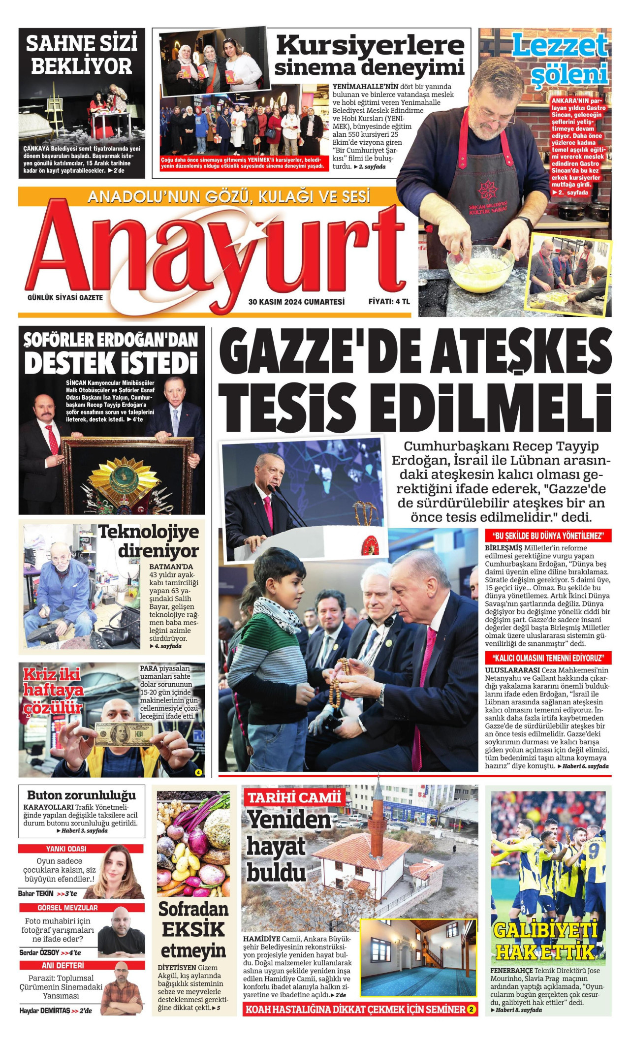 ANAYURT 30 Kasım 2024 Gazete Manşeti Büyük