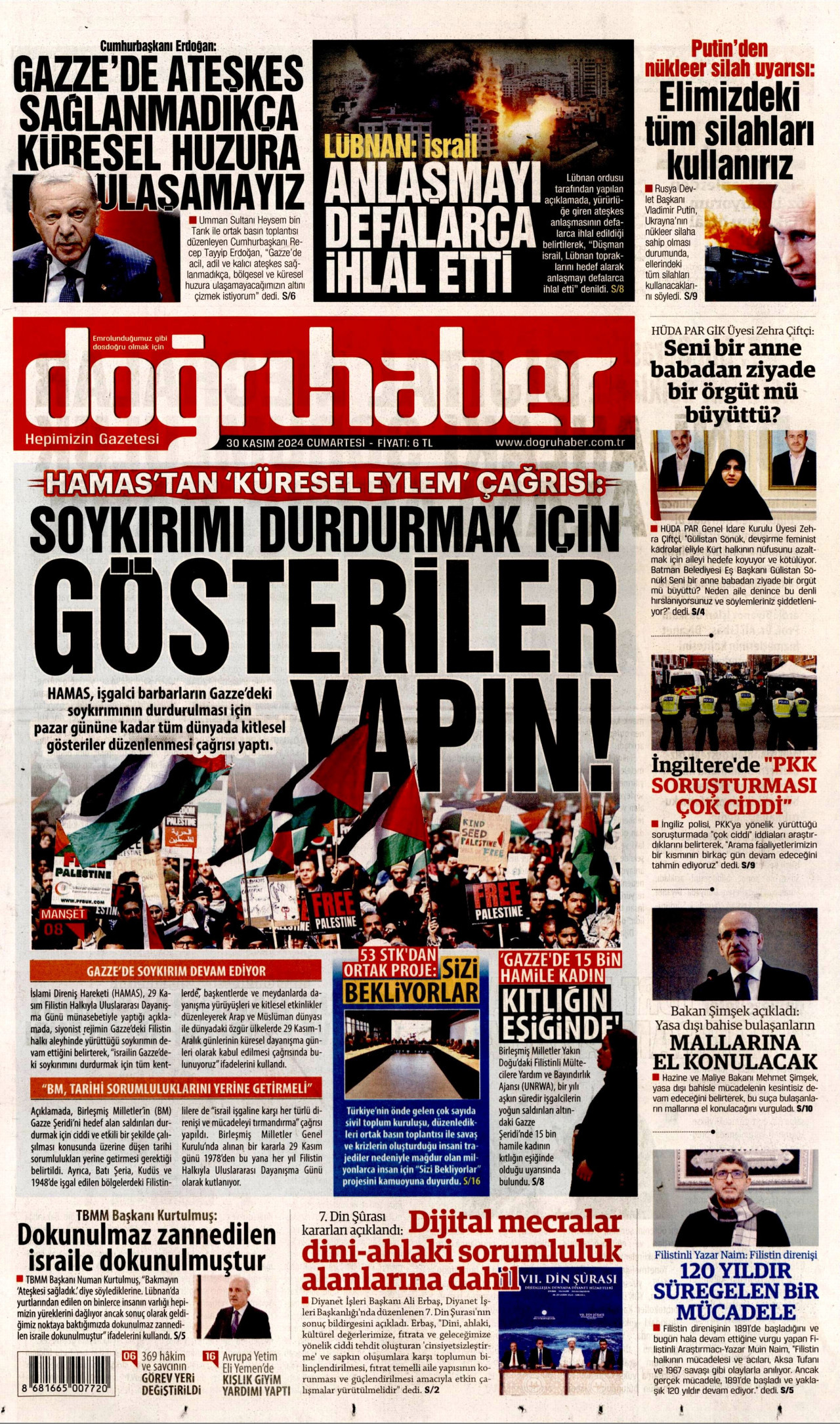 DOĞRU HABER 30 Kasım 2024 Gazete Manşeti Büyük