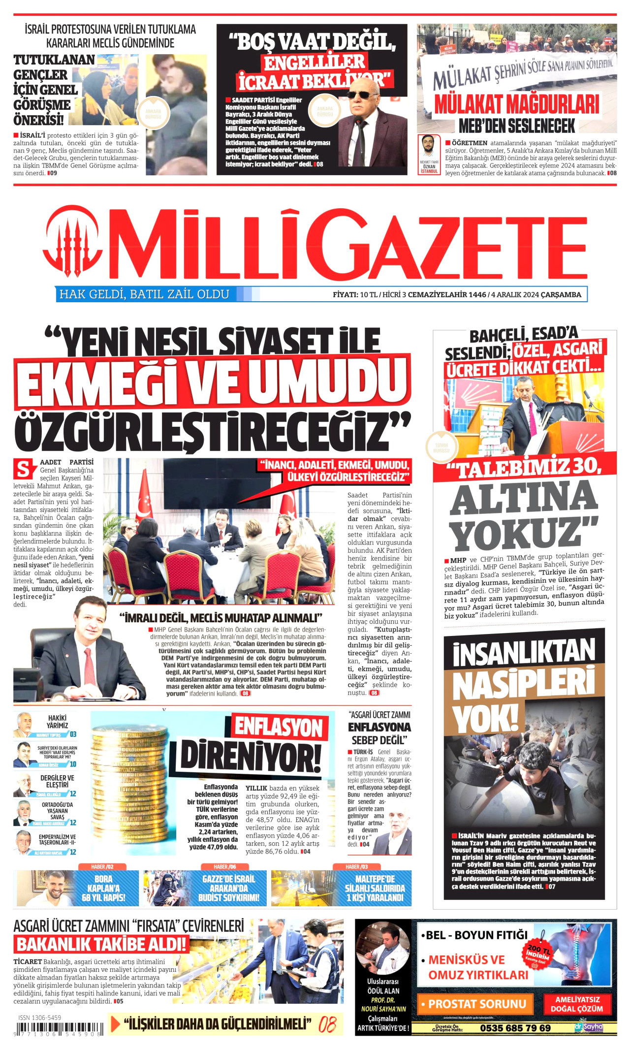 MİLLİ GAZETE 4 Aralık 2024 Gazete Manşeti Büyük