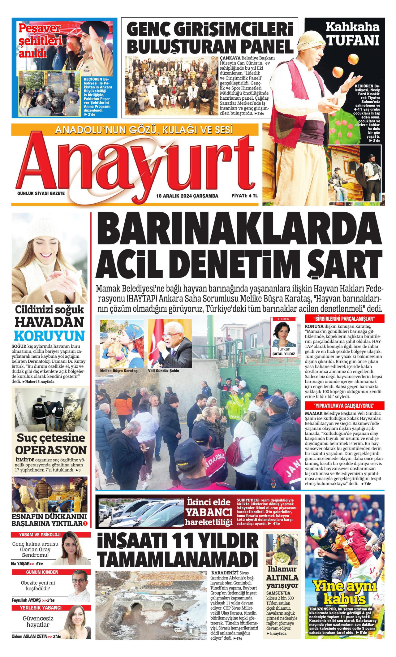 ANAYURT 18 Aralık 2024 Gazete Manşeti Büyük