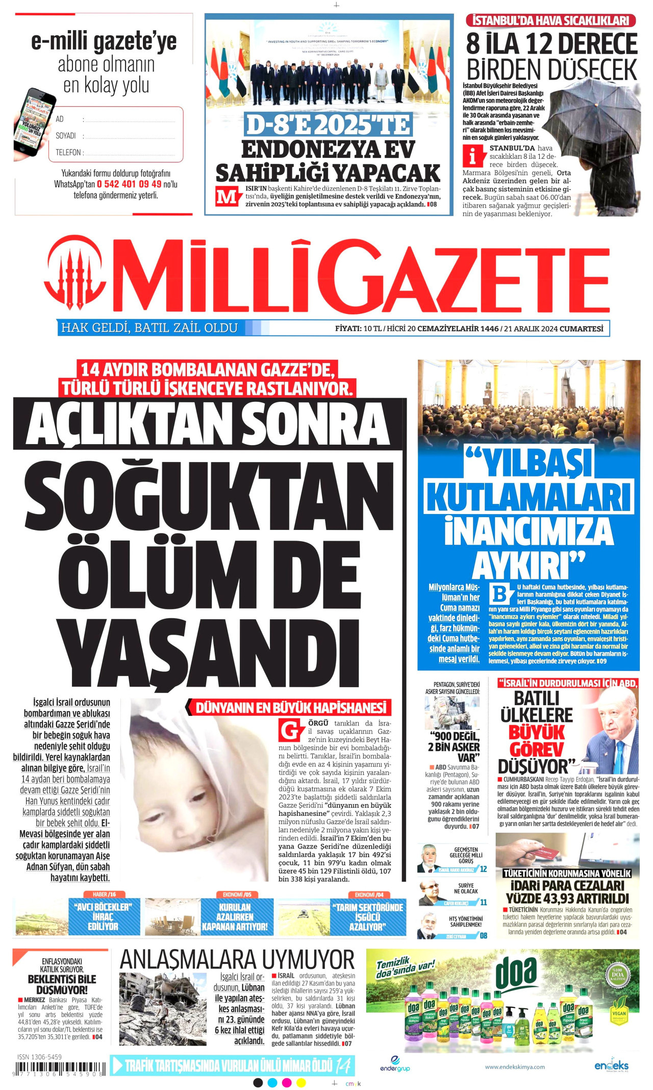 MİLLİ GAZETE 21 Aralık 2024 Gazete Manşeti Büyük