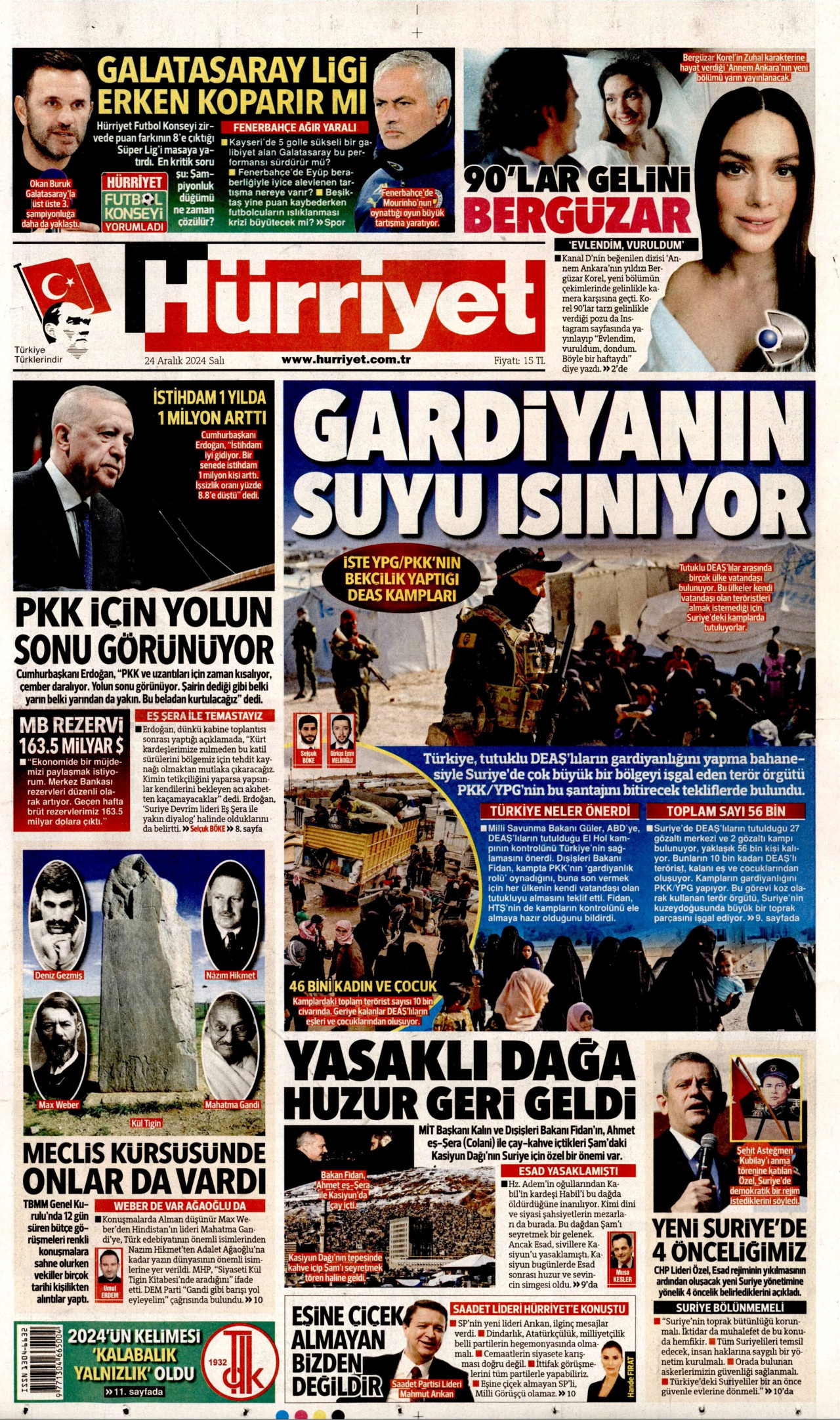 HÜRRİYET 24 Aralık 2024 Gazete Manşeti Büyük