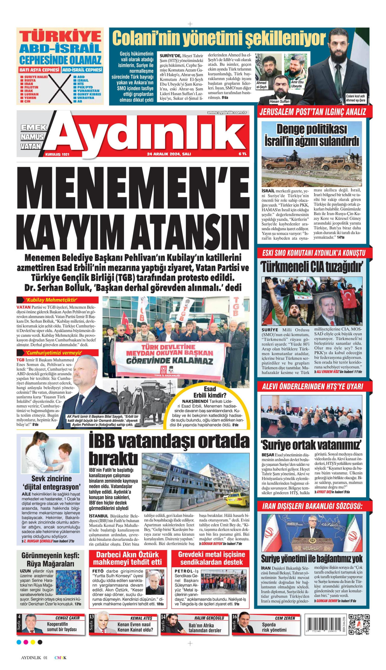 AYDINLIK GAZETESİ 24 Aralık 2024 Gazete Manşeti Büyük