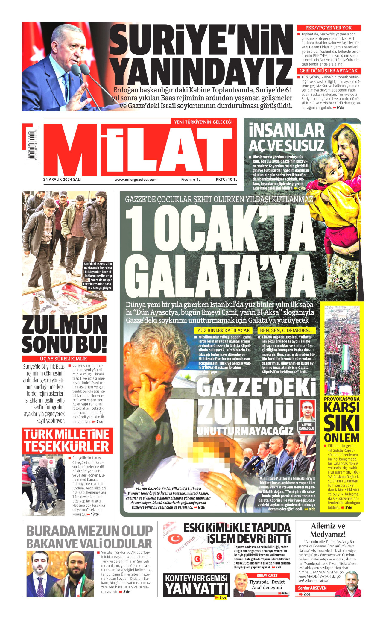 MİLAT 24 Aralık 2024 Gazete Manşeti Büyük