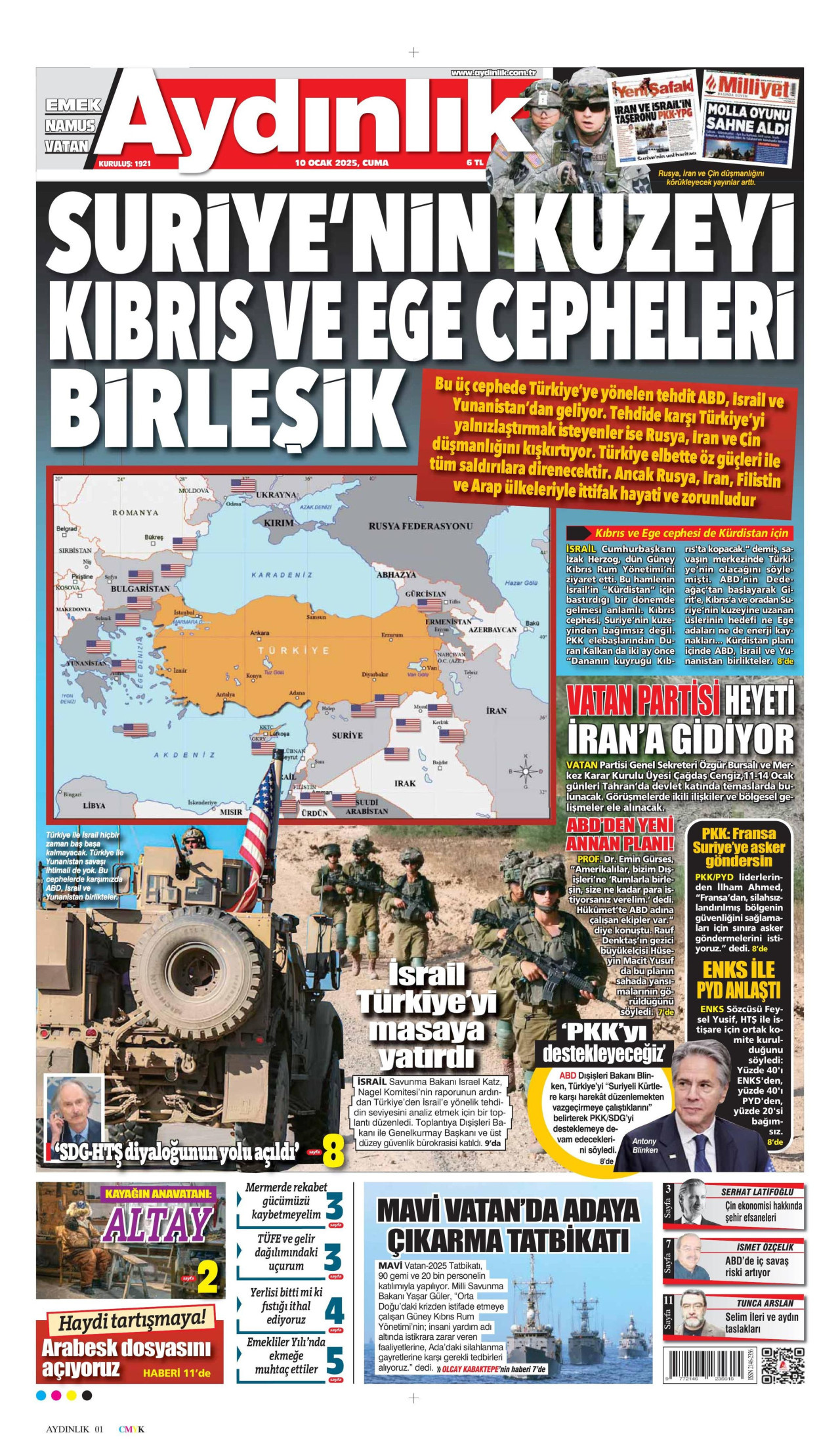 AYDINLIK GAZETESİ 10 Ocak 2025 Gazete Manşeti Büyük