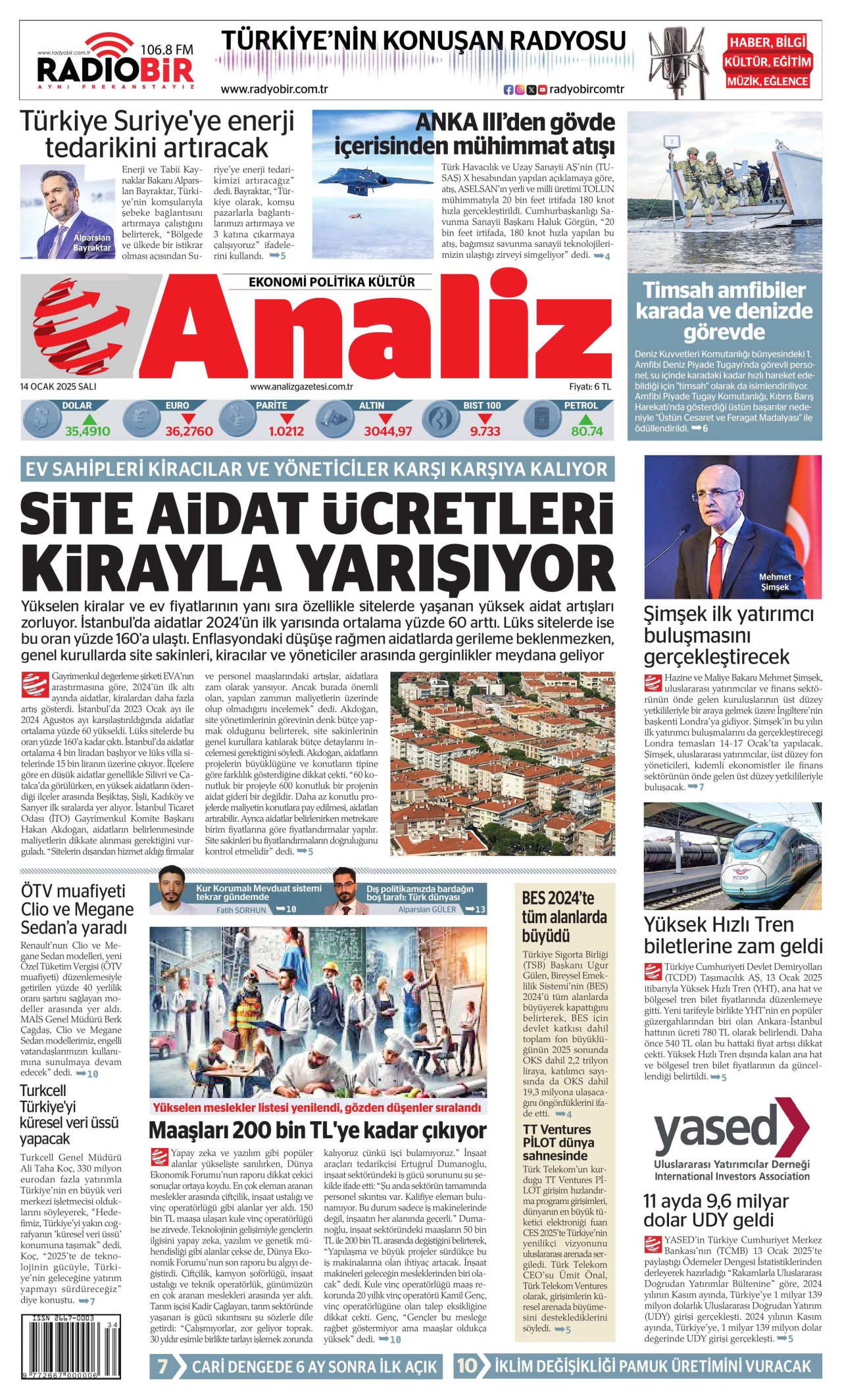 ANALİZ 14 Ocak 2025 Gazete Manşeti Büyük